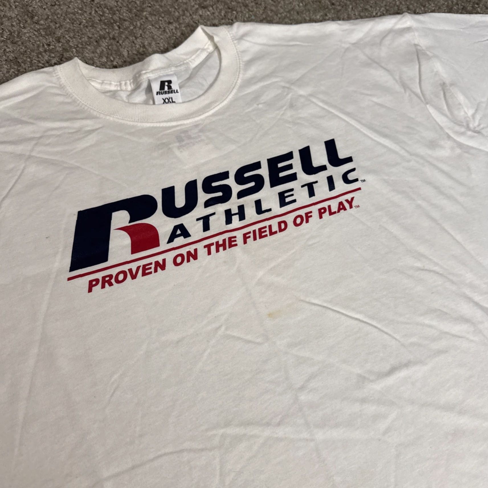 Russell Athletic VINTAGE Russell Athletic T-Shirt 2XL White Mens NOS New With Tags Advertising Y2K Promo Size US XXL / EU 58 / 5 - 3 Thumbnail