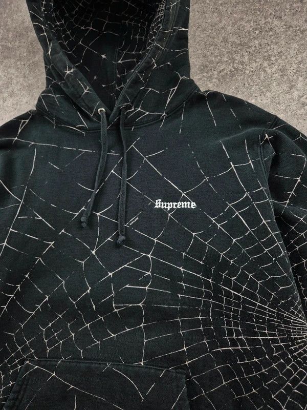 Supreme Supreme Men's Black White Spiderweb Pullover Hoodie Size M Size US M / EU 48-50 / 2 - 3 Thumbnail