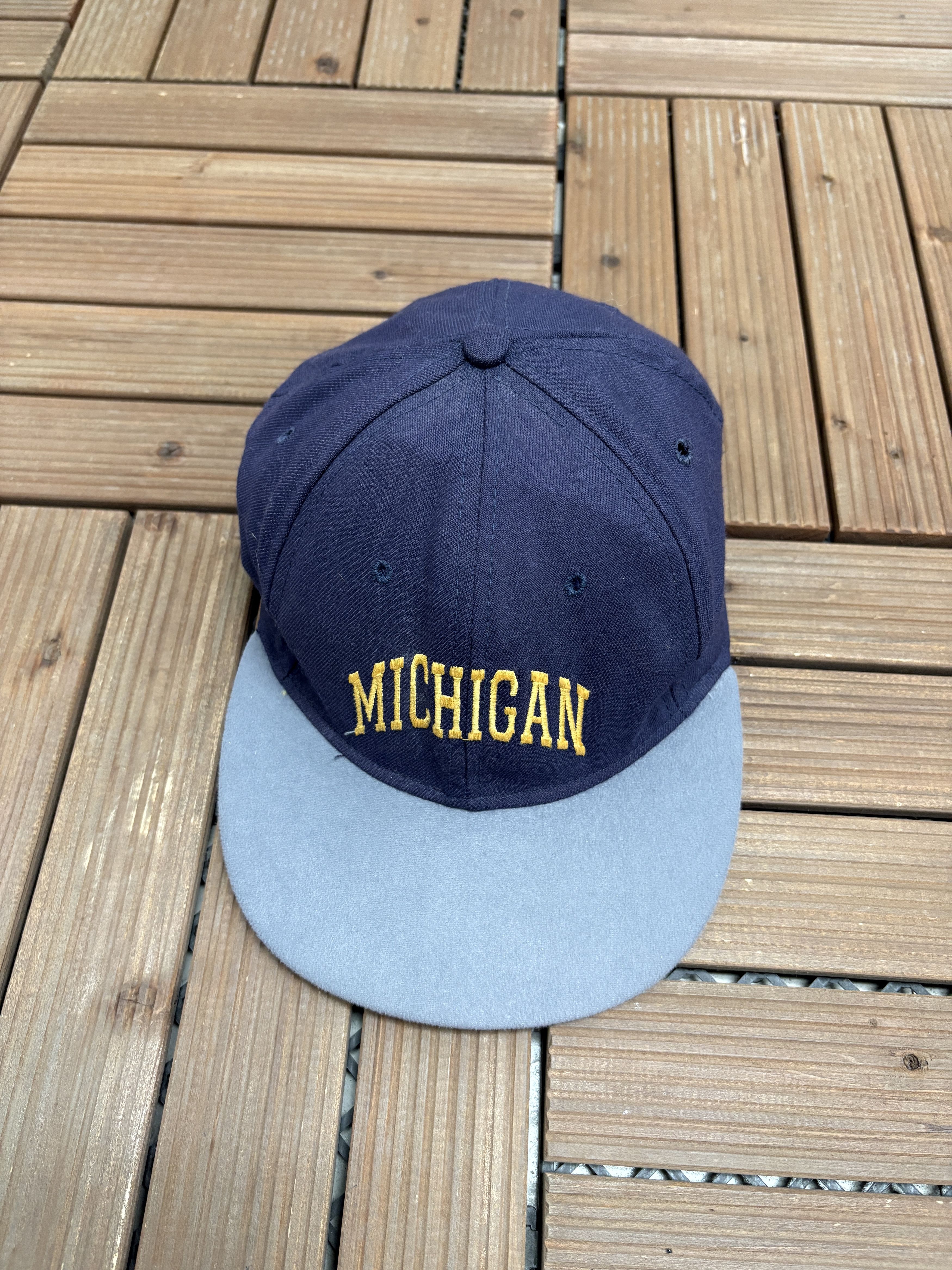 Vintage Michigan Wolverines Spell Out Vintage Blue Snap Back Hat Size ONE SIZE - 1 Thumbnail