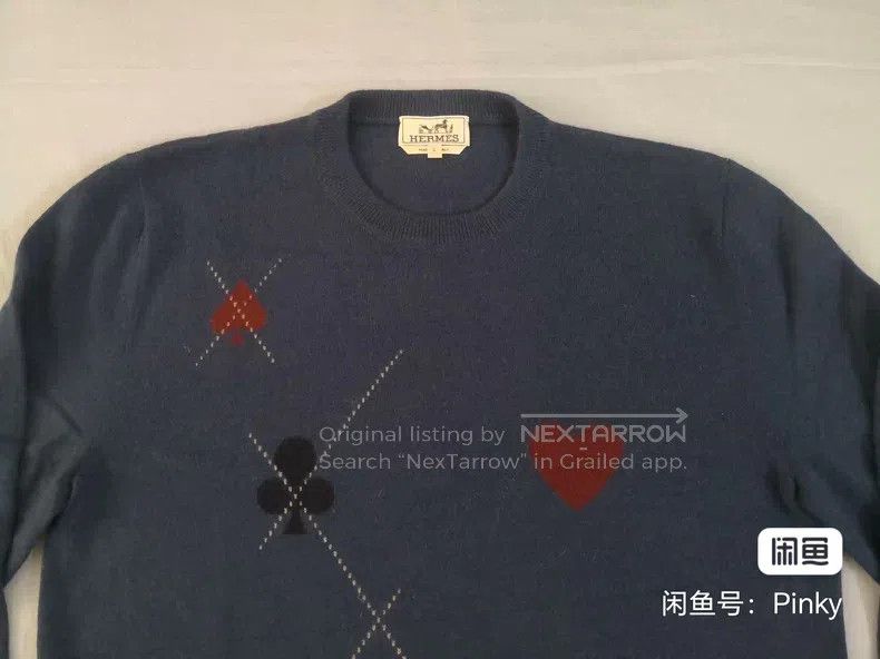 Hermes Hermes Cashmere sweater knitted sweater, dark blue, 100% c Size US L / EU 52-54 / 3 - 3 Thumbnail