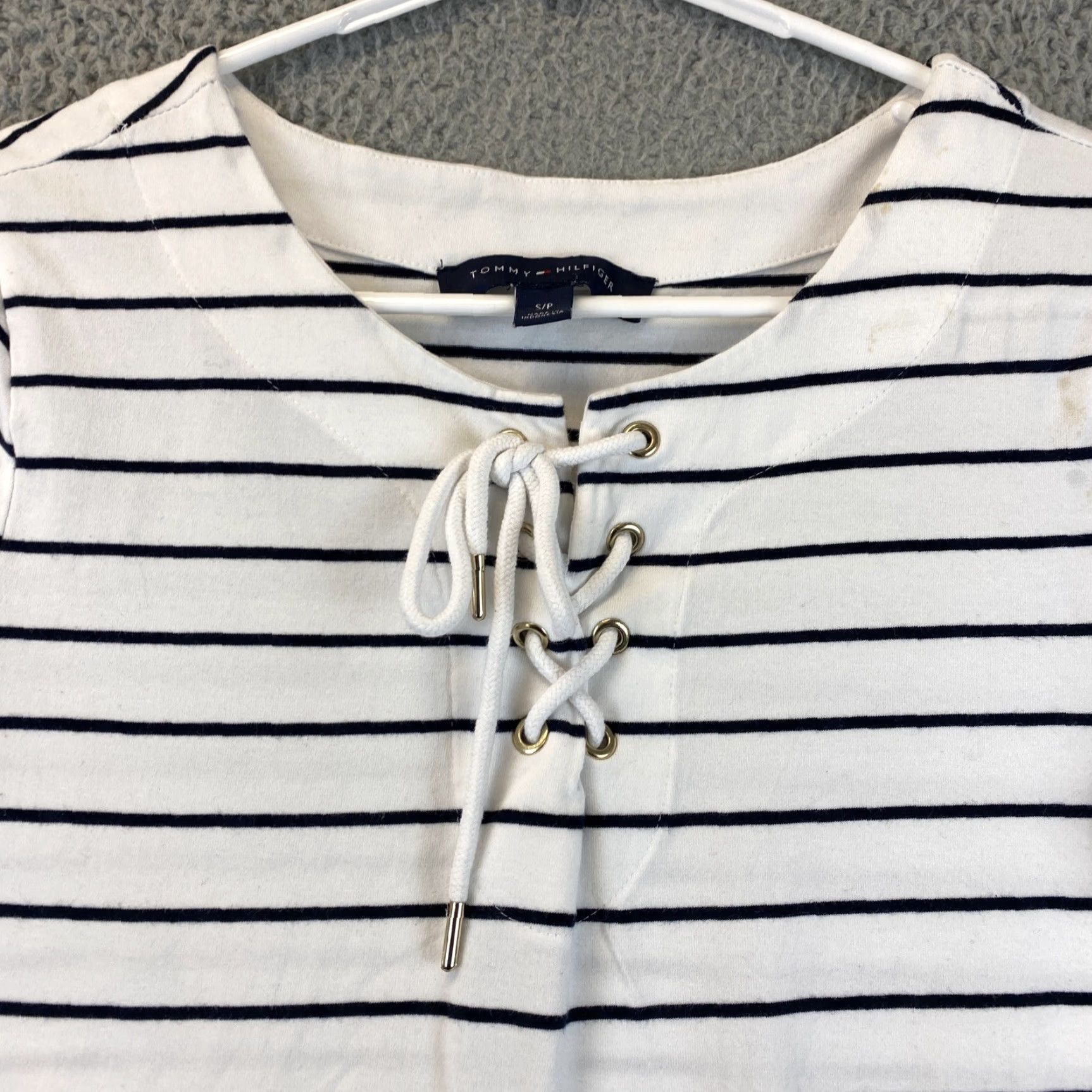 Tommy Hilfiger TOMMY HILFIGER Womens T-Shirt Dress Solid Navy Stretch Above Knee S Short Sleeve Collar Size S / US 4 / IT 40 - 3 Thumbnail