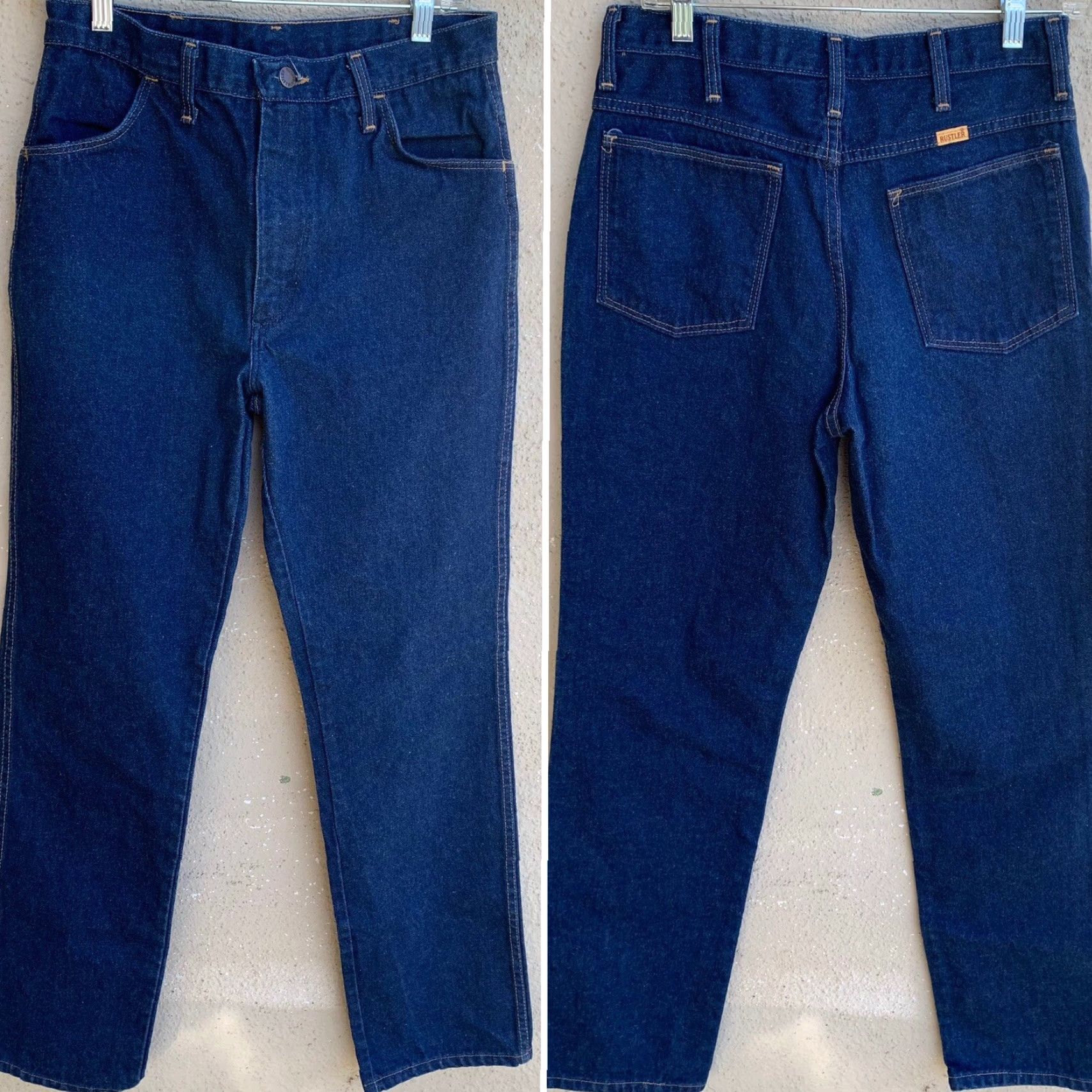 Vintage VINTAGE Rustler Jeans Made In USA TALON Zipper 87621 Sz 32 32 (30” Waist) Denim Blue 1970s Mens Rockabilly Tailored Regular Inseam 32 Size US 30 / EU 46 - 3 Thumbnail