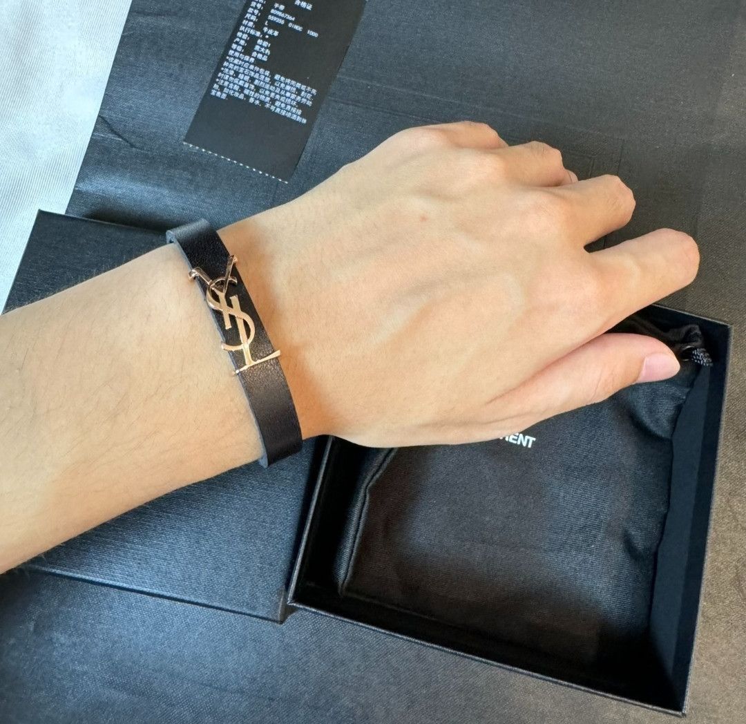 Saint Laurent Paris saint laurent Rose Gold Logo Bangle Bracelet-2505 Size ONE SIZE - 3 Thumbnail