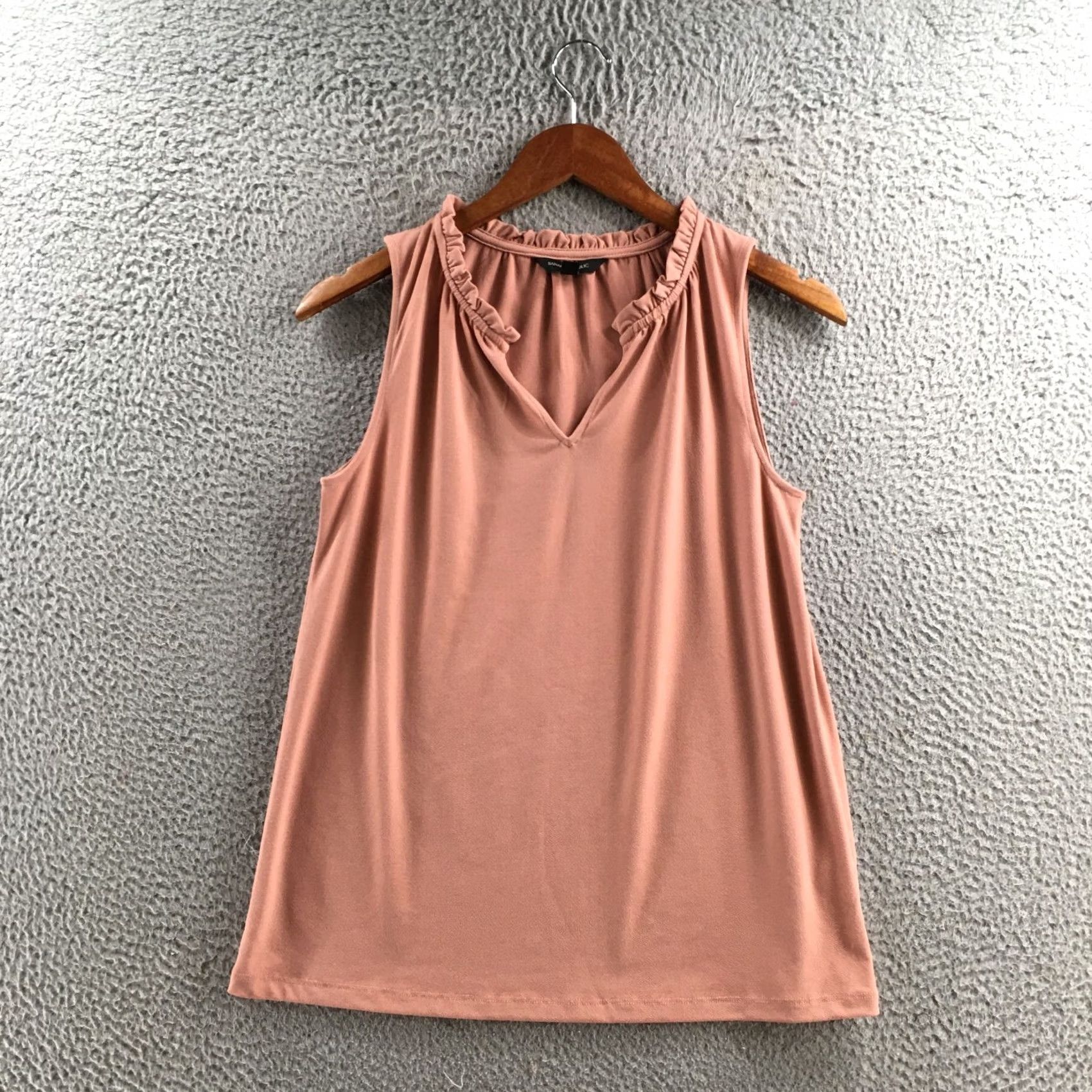 Banana Republic Banana Republic Blouse Womens Small Pink Sleeveless Ruffle V-Neck Tank Top Size S / US 4 / IT 40 - 2 Thumbnail