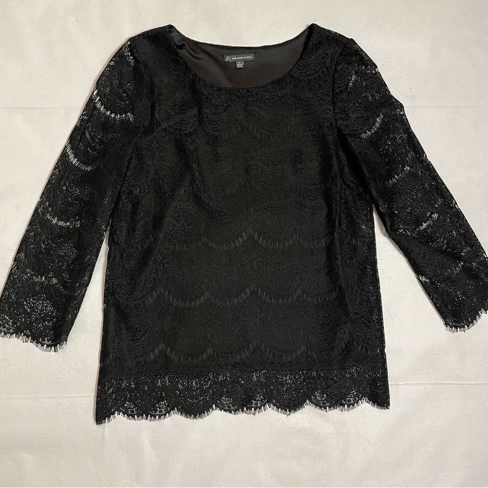 Adrianna Papell Adrianna Papell Black Lace 3/4 Sleeve Blouse Size S Size S / US 4 / IT 40 - 7 Thumbnail