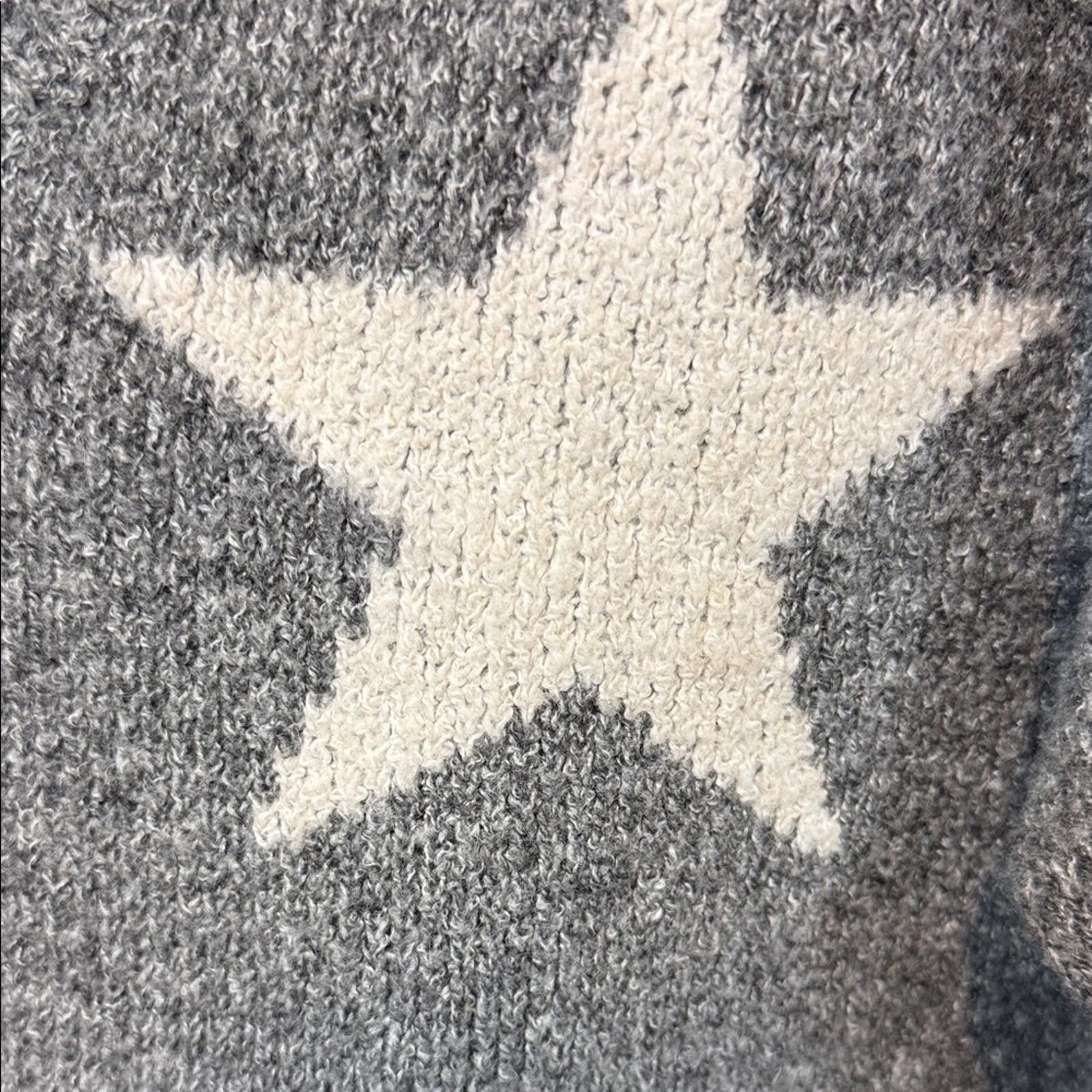 Other Hippie Rose Gray V-Neck Sweater with White Stars Size S / US 4 / IT 40 - 3 Thumbnail