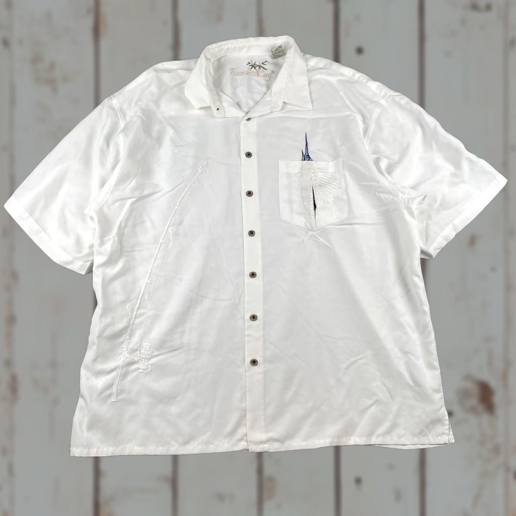 Vintage Bamboo Cay Men’s 3XL White Button-Up Embroidered Merlin Fish Beach Resort EUC Shirt Mens 3XL White Button-Up Embroidered Merlin Fish Beach Resort EUC Size US XXL / EU 58 / 5 - 1 Thumbnail