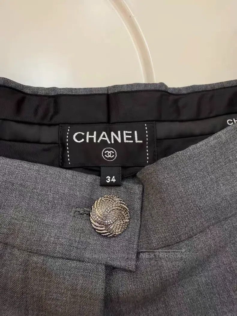 Chanel Chanel Grey wide-leg trousers Size 42" / US 20 - 5 Thumbnail