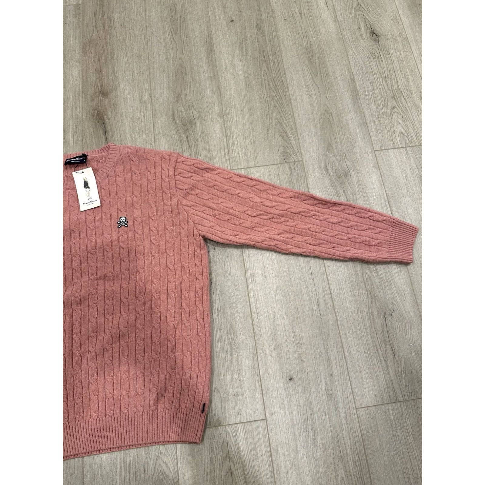 Rowing Blazers NWT Rowing Blazers 100% Wool Pink Cable Knit Skull Sweater XL Women Pullover Knit Style: Chunky-Knit, Long Sleeve, Casual, Regular Fit Size XL / US 12-14 / IT 48-50 - 2 Thumbnail
