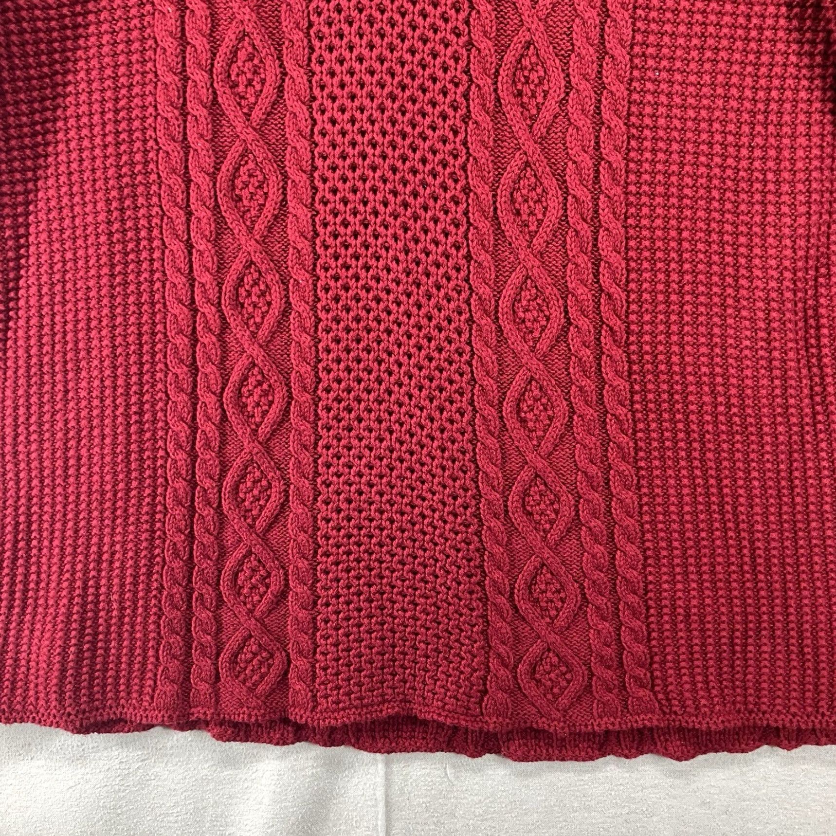 Vintage VINTAGE JEANNE PIERRE Women's XL Brick Red Multi Knit Sweater All Cotton Womens Size XL / US 12-14 / IT 48-50 - 7 Thumbnail