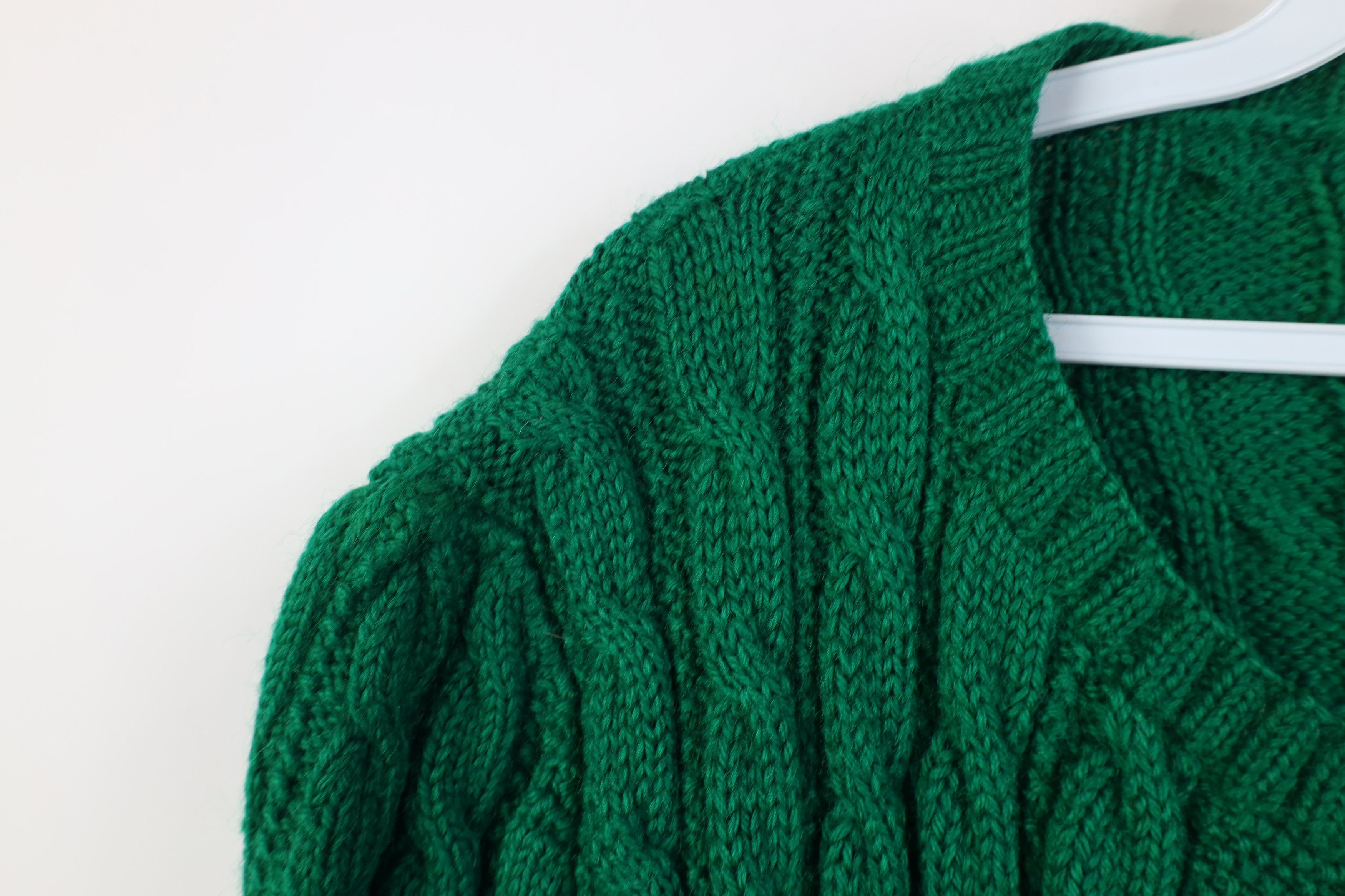 Vintage Vintage 60s Cable Knit Fisherman Open Cardigan Sweater Green Size M / US 6-8 / IT 42-44 - 4 Thumbnail