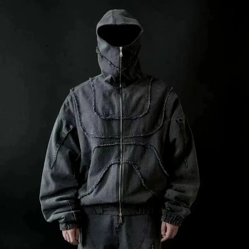 Japanese Brand × Vintage Washed Distressed Black Zipper Hoodie Jacket Size US XL / EU 56 / 4 - 2 Thumbnail