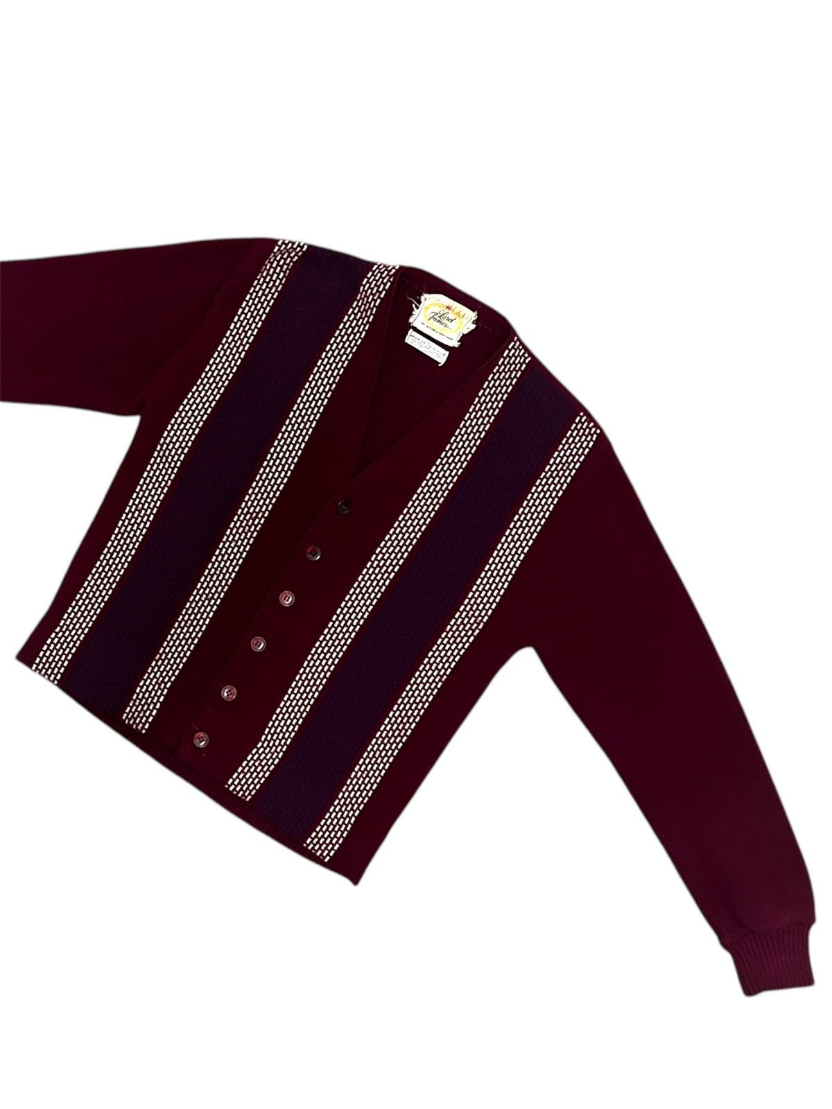 Vintage Vintage 1960s Lord James Striped Acrylic Cardigan Size US M / EU 48-50 / 2 - 3 Thumbnail