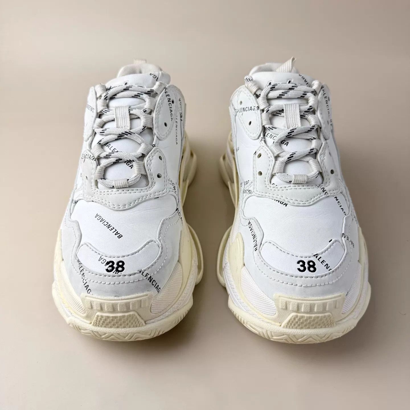 Balenciaga Balenciaga Triple S Black White Logo 95 New 38 EU Size US 7.5 / IT 37.5 - 2 Thumbnail