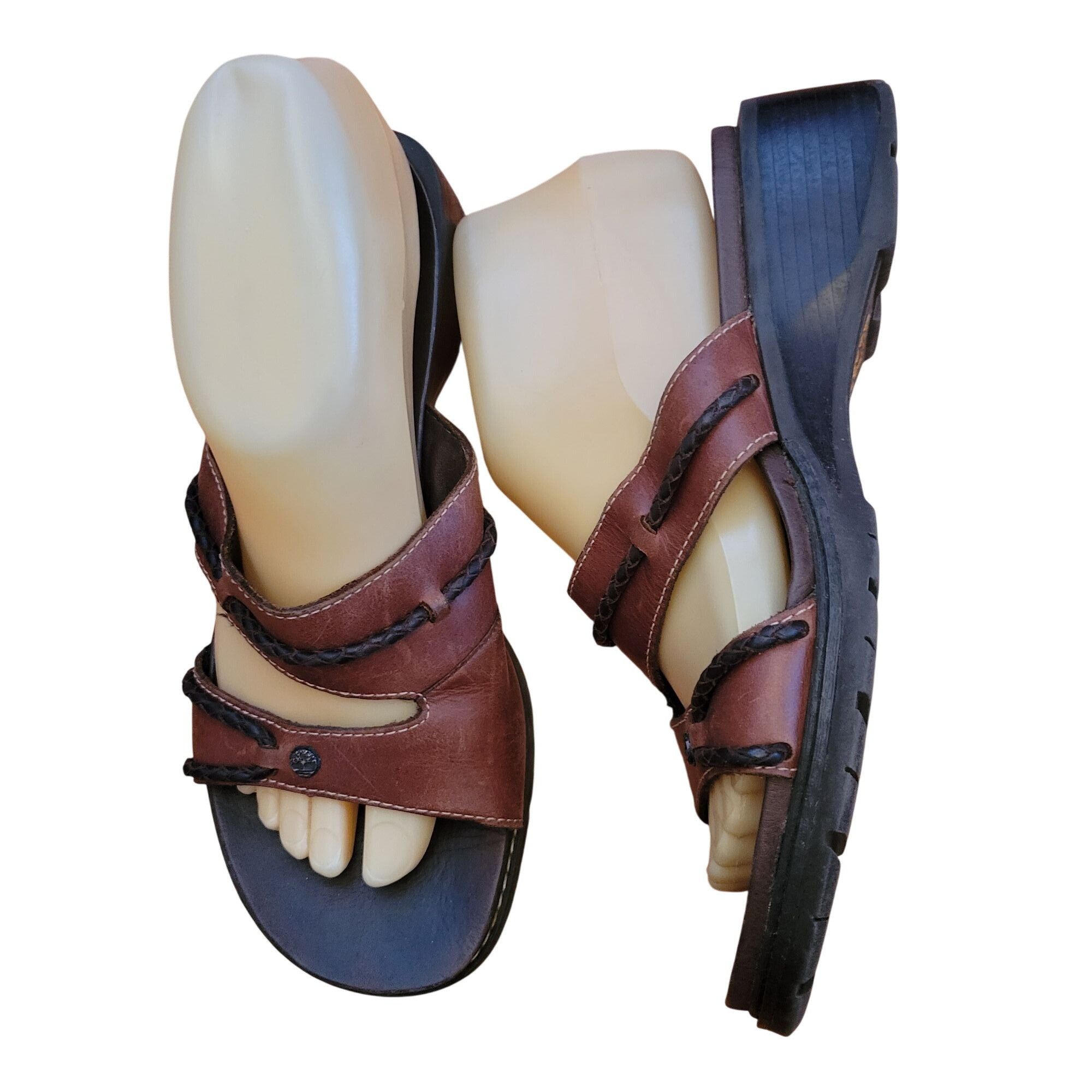 Timberland Timberland 7.5M Brown Leather Sandals Smart System Slides We Size US 7.5 / IT 37.5 - 1 Thumbnail