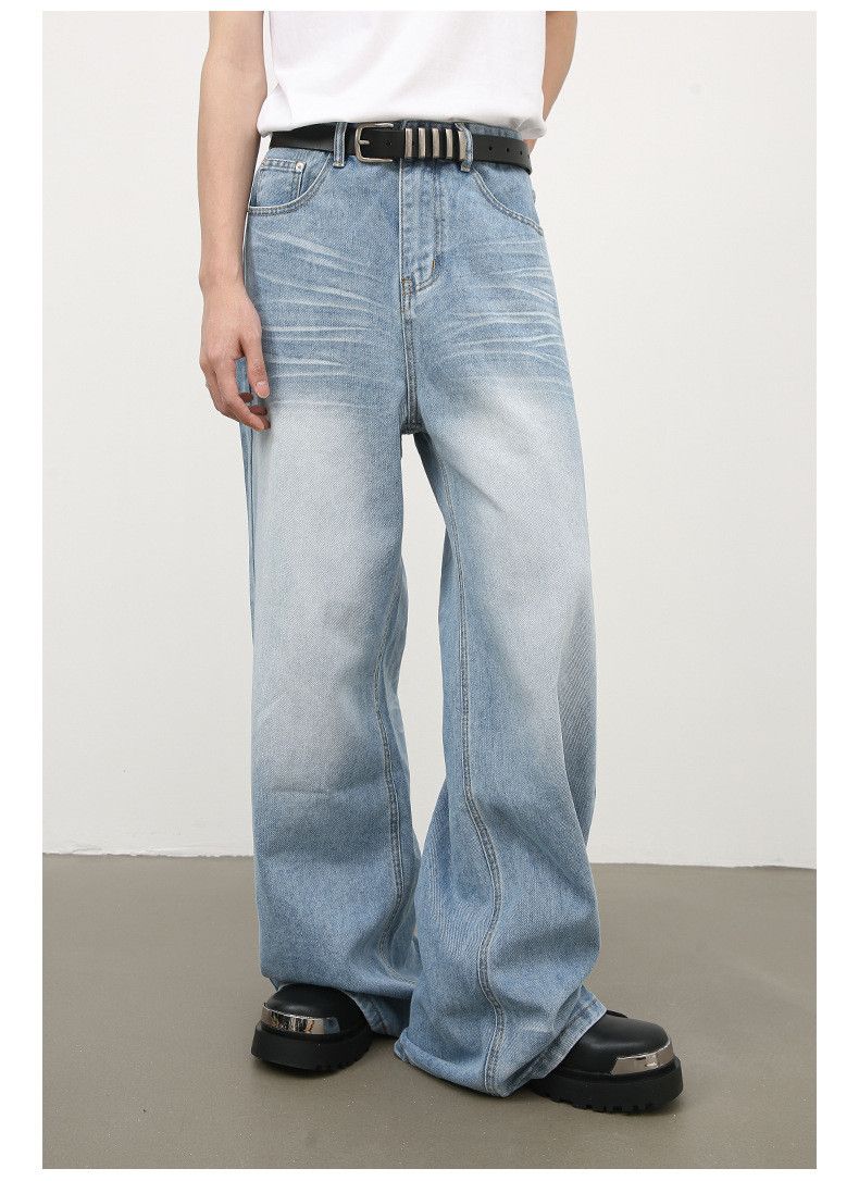 Japanese Brand × Jean Distressed washed straight loose wide leg jeans for men Size US 32 / EU 48 - 3 Thumbnail