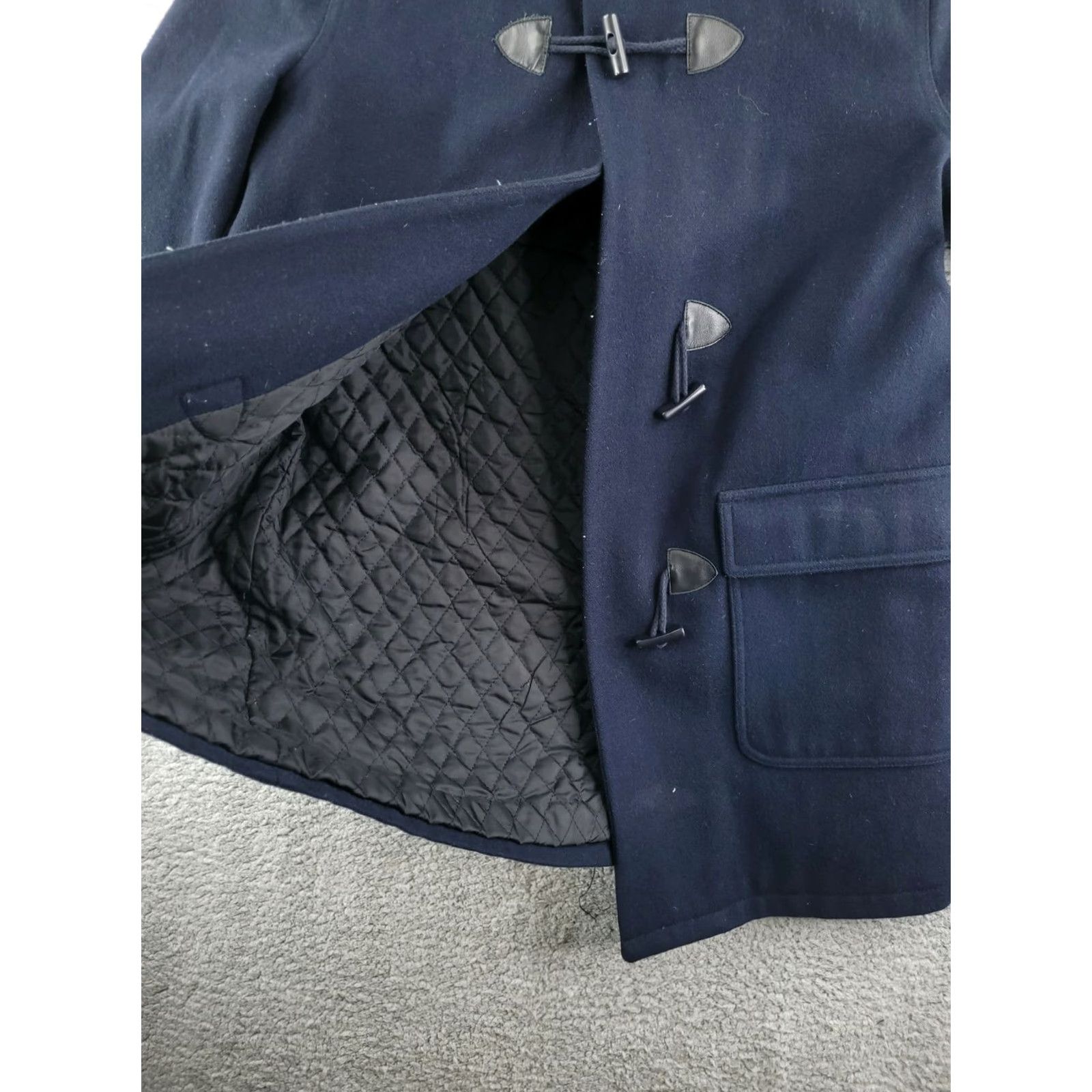 American Eagle Outfitters American Eagle Outfitters Coat Women's Medium Wool Trench Navy Blue Quilted Overcoat Size M / US 6-8 / IT 42-44 - 3 Thumbnail