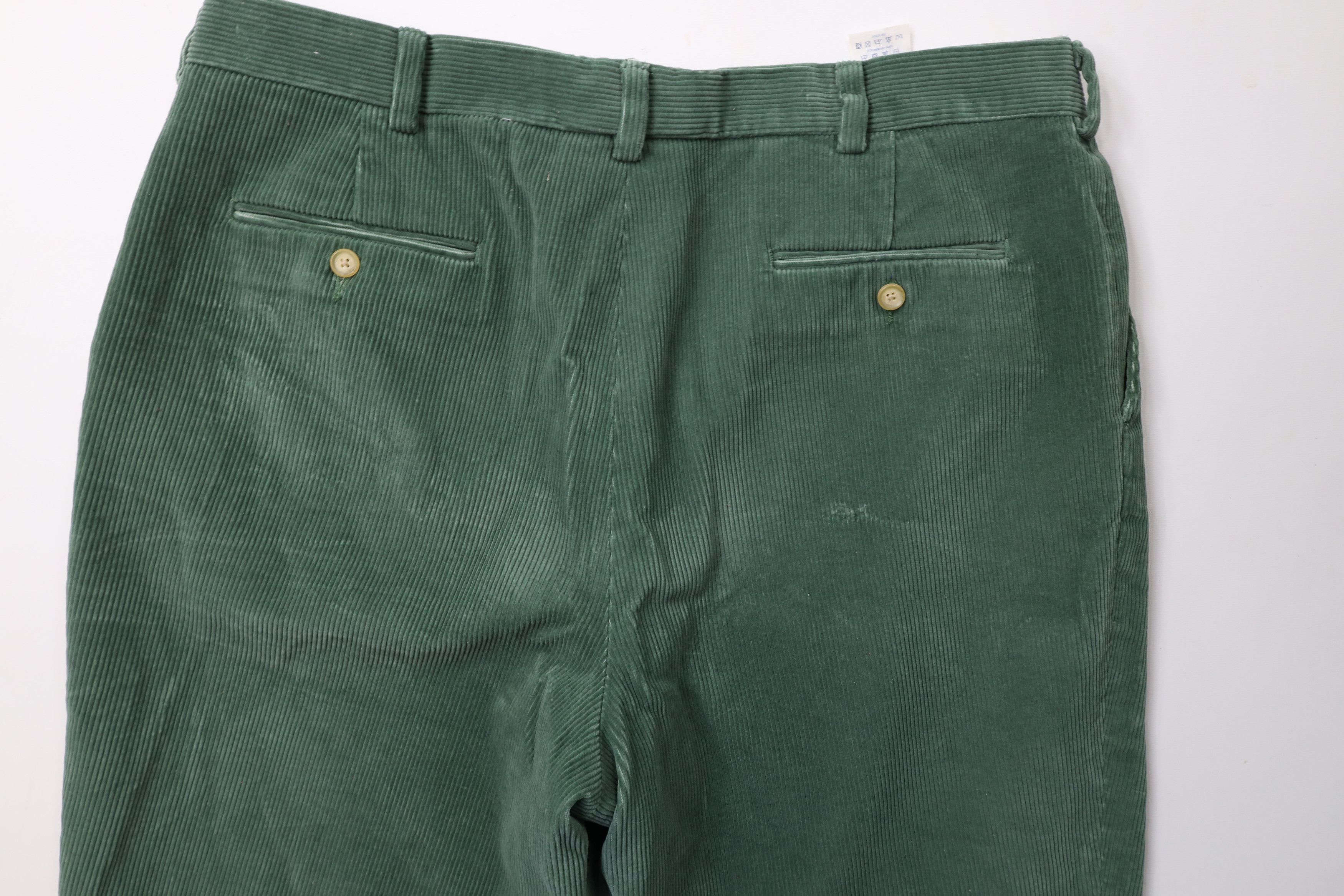 Lands' End × Vintage Vintage 90s Lands End Wide Leg Corduroy Chino Pants Green Size US 38 / EU 54 - 13 Thumbnail