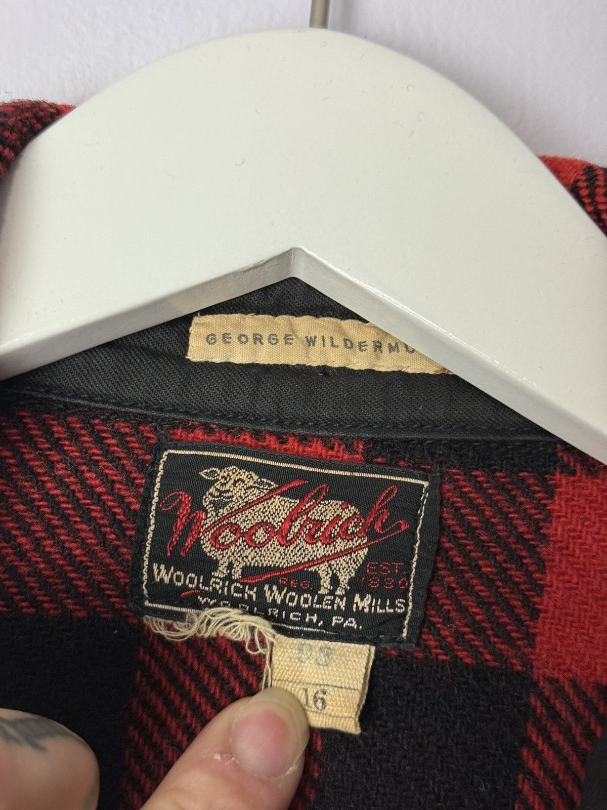 Woolrich Woolen Mills Vintage 1950s Woolrich Flannel Red/Black With Hat Size US L / EU 52-54 / 3 - 4 Thumbnail
