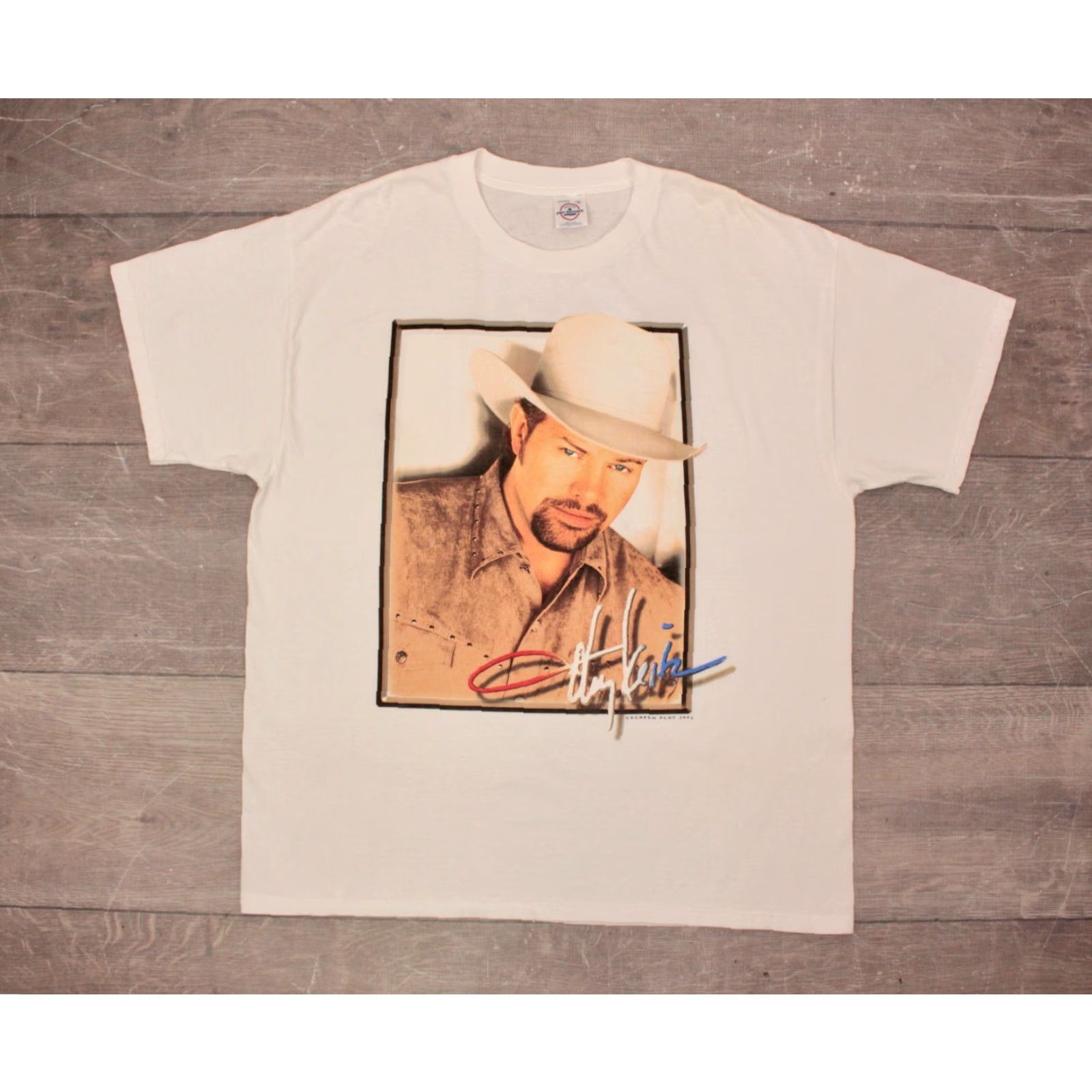 Vintage VINTAGE Men's Delta Pro Weights TShirt 2000s Toby Keith Angry American XL White Graphic Tee 90s Country Mens Size US XL / EU 56 / 4 - 2 Thumbnail