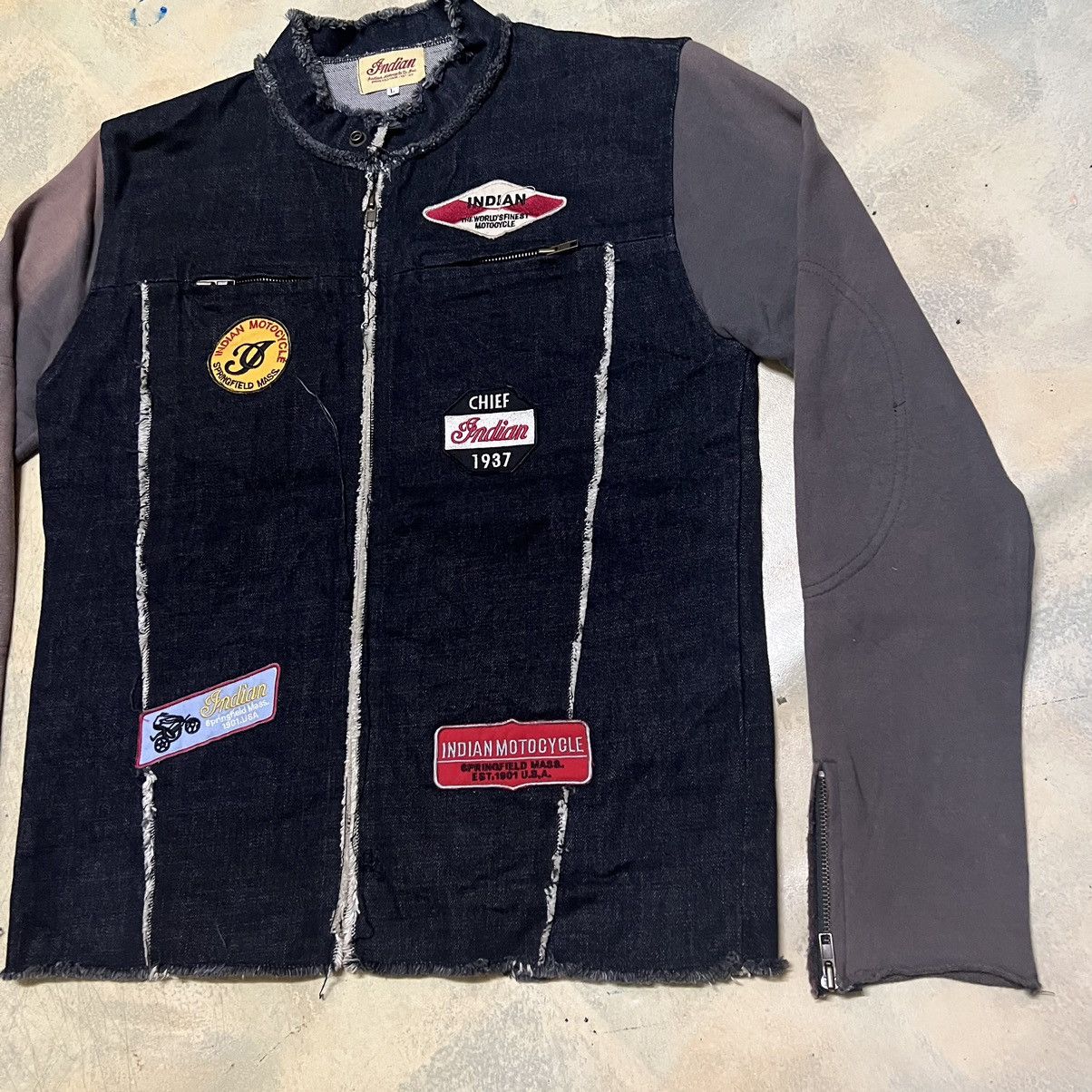 Vintage Vtg Indian Motorcycles Full Patches Sun Faded Denim Jacket Size US L / EU 52-54 / 3 - 2 Thumbnail