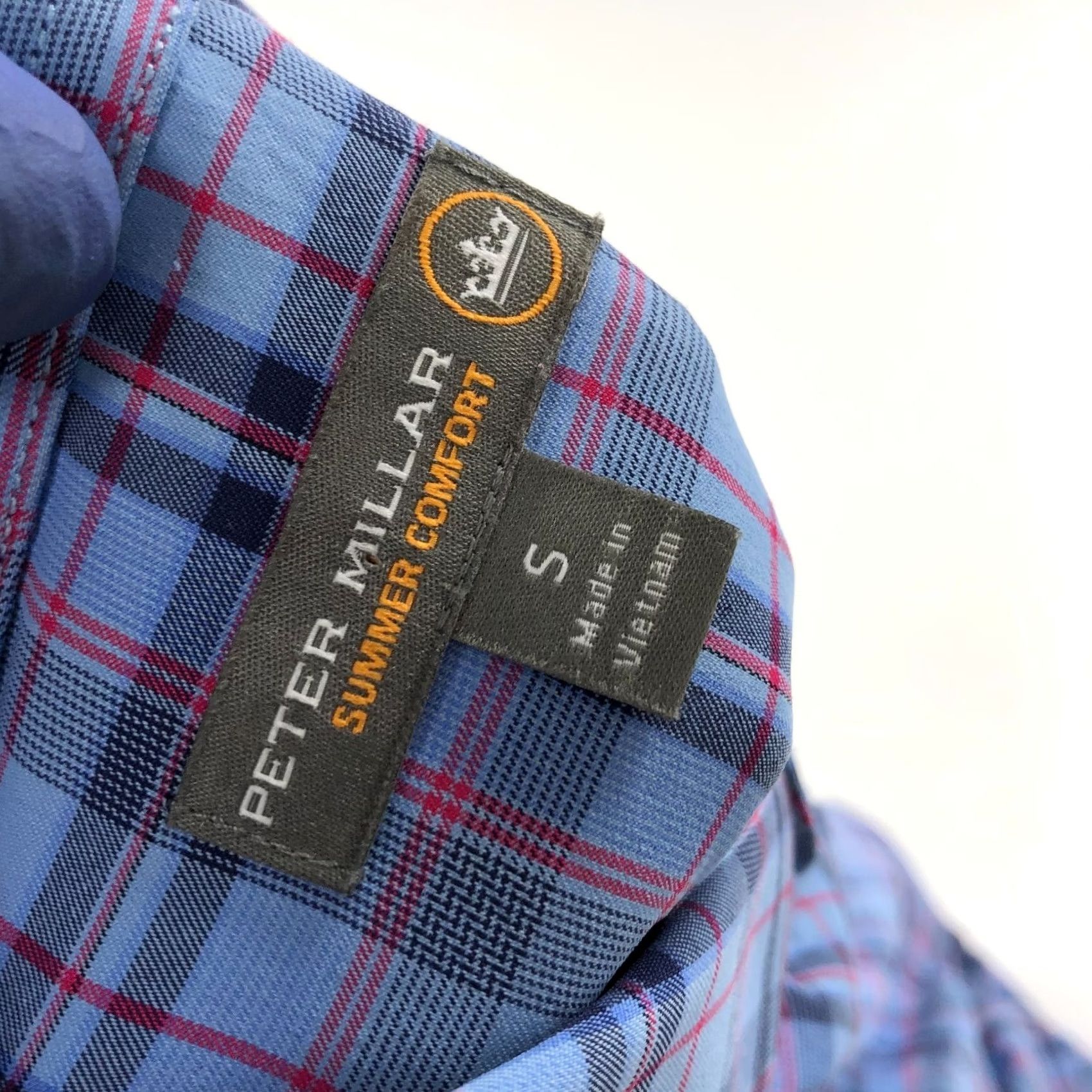 Peter Millar Peter Millar Summer Comfort Shirt Plaid Long Sleeve Nylon Spandex Blue Small Regular Mens Button-Up Casual Comfort Fit Size US S / EU 44-46 / 1 - 7 Thumbnail