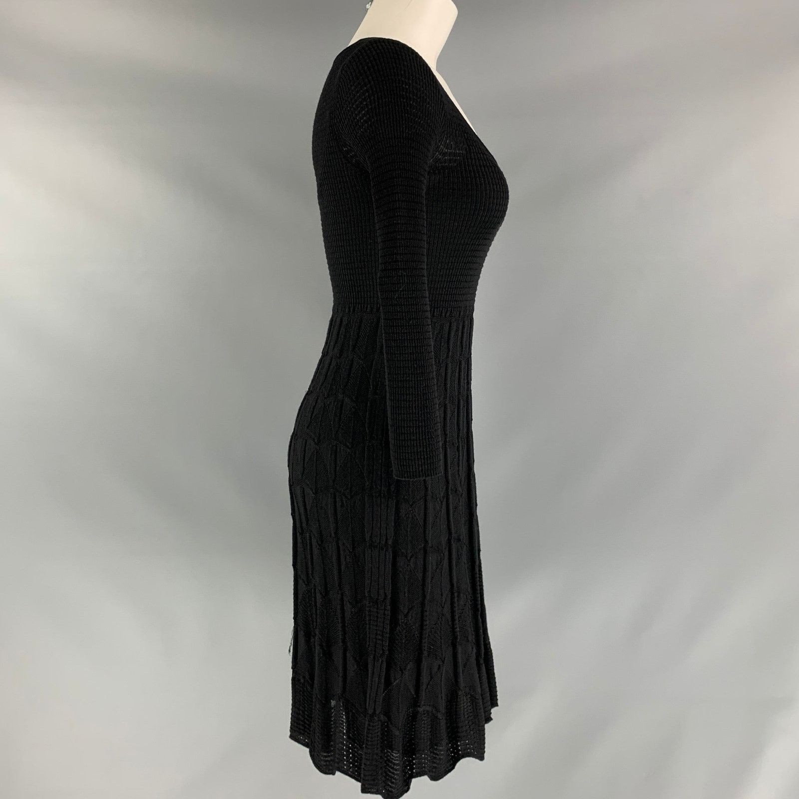 Other M MISSONI Size 6 Black Knit A-Line Dress Size M / US 6-8 / IT 42-44 - 2 Thumbnail