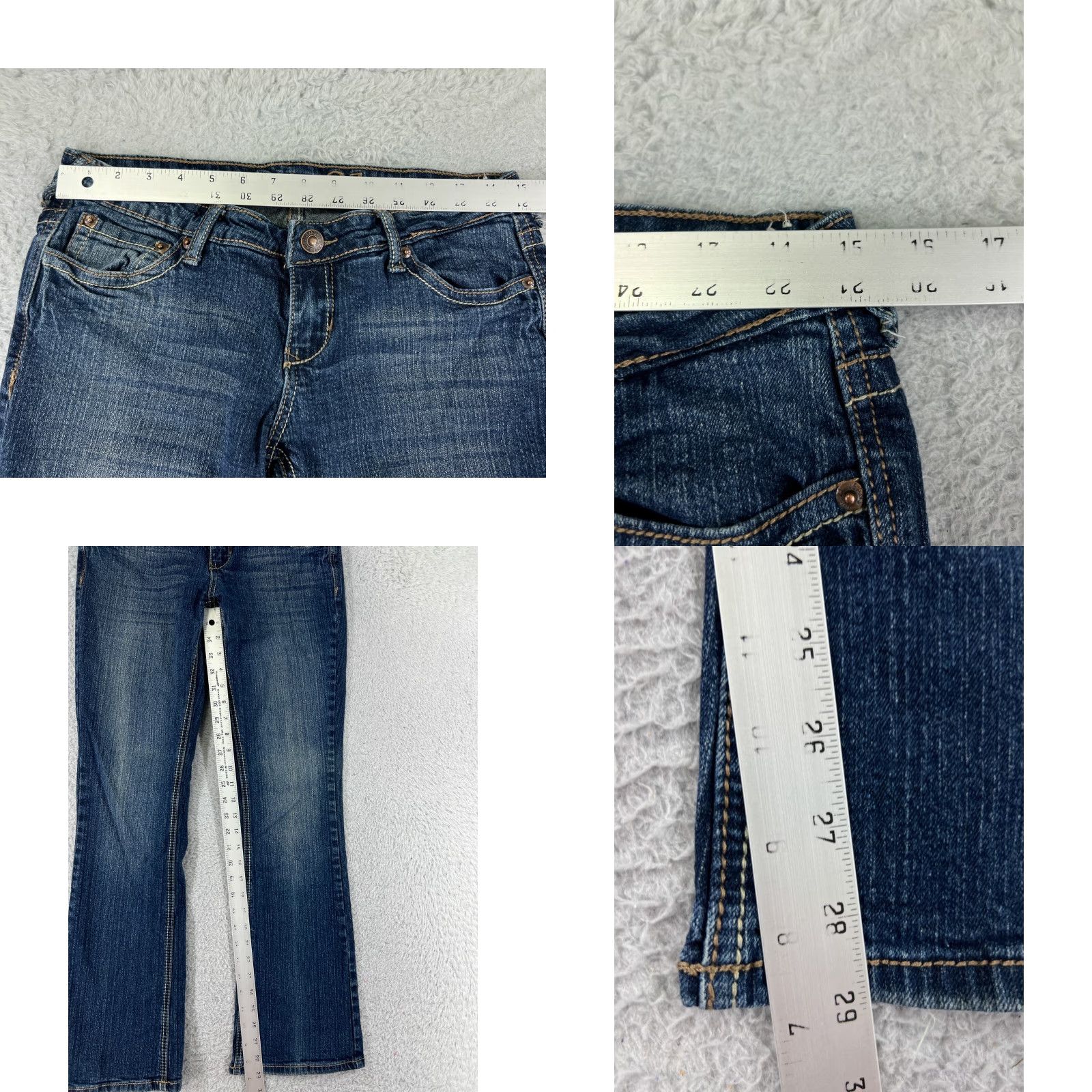 Vintage Rue 21 Jeans Womens Slim Bootcut Denim Blue 7 Moderate Wash Cotton Stretch Five-Pocket Rise Low Womens jeans Size 28" / US 6 / IT 42 - 9 Thumbnail