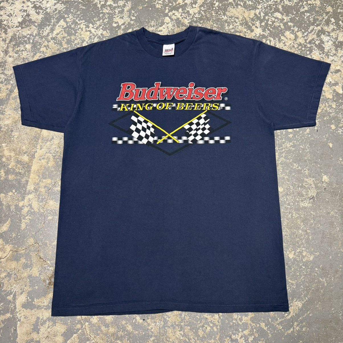 Vintage Vintage Budweiser King Of Beer Navy Racing Tshirt 90s Size US XL / EU 56 / 4 - 1 Thumbnail