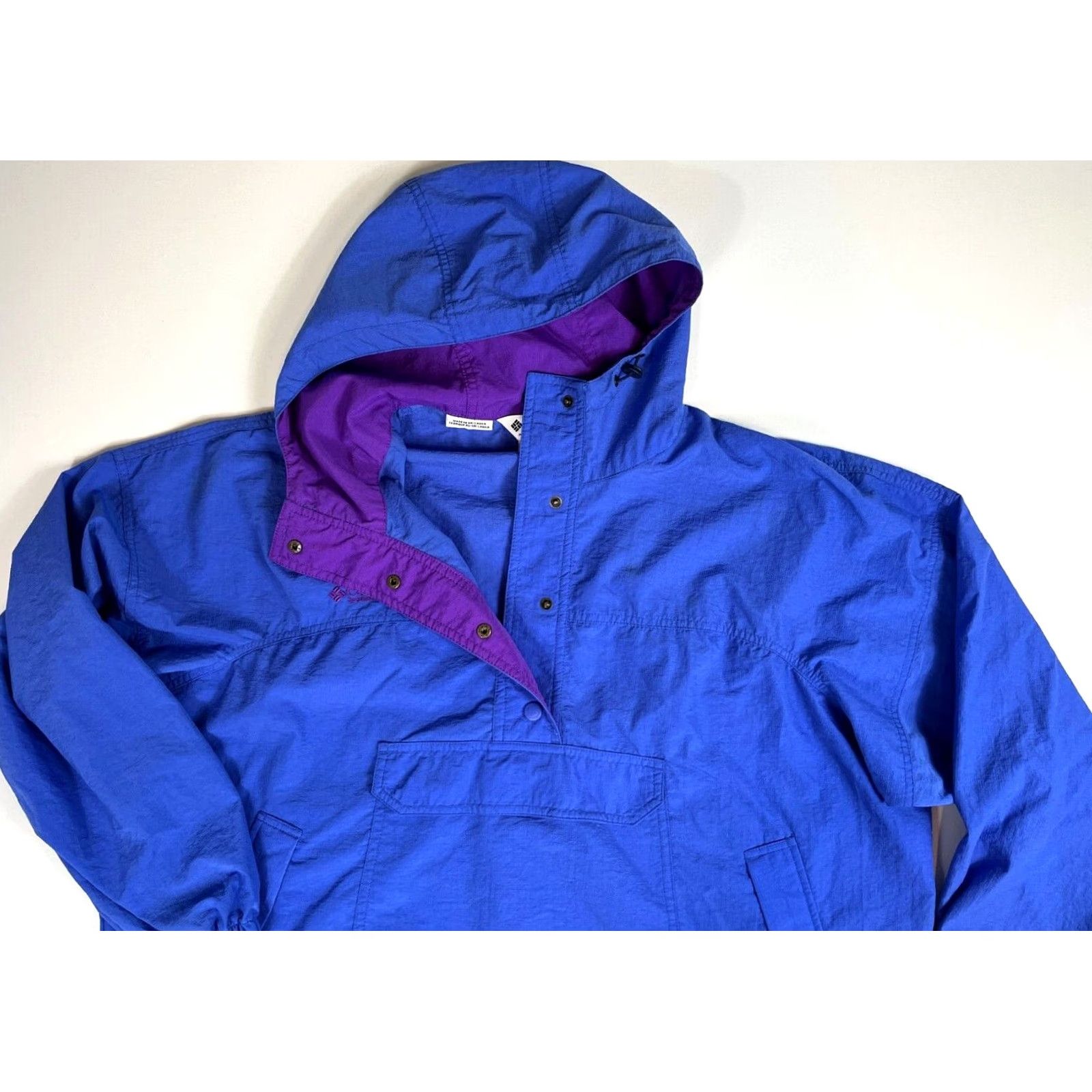 Vintage Columbia Women’s Vintage 90s Pullover Anorak Windbreaker Jacket XL Blue 90s Hooded Pockets Size XL / US 12-14 / IT 48-50 - 4 Thumbnail