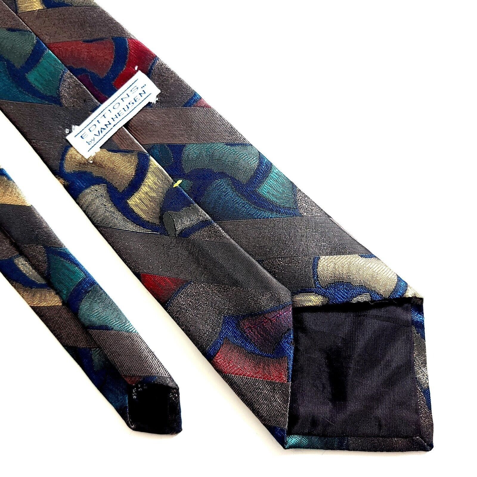 Van Heusen Van Heusen Editions Polyester Silk Brown Teal Metallic Print Size ONE SIZE - 5 Thumbnail
