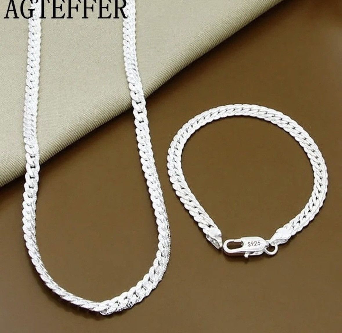 Jewelry Sterling Silver 2 Piece 5MM Full Sideways Chain Necklace Size ONE SIZE - 2 Thumbnail