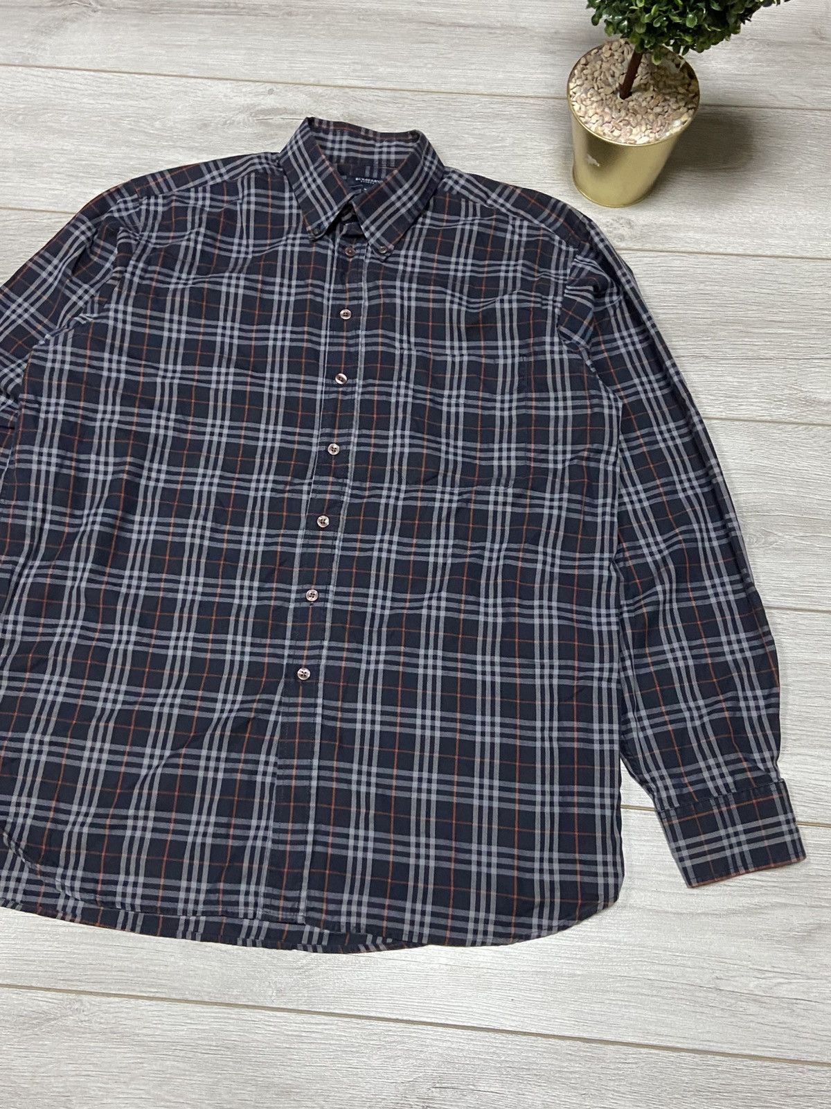 Burberry Burberry Brit shirt nova check dark blue overprint vintage Size US XL / EU 56 / 4 - 1 Thumbnail