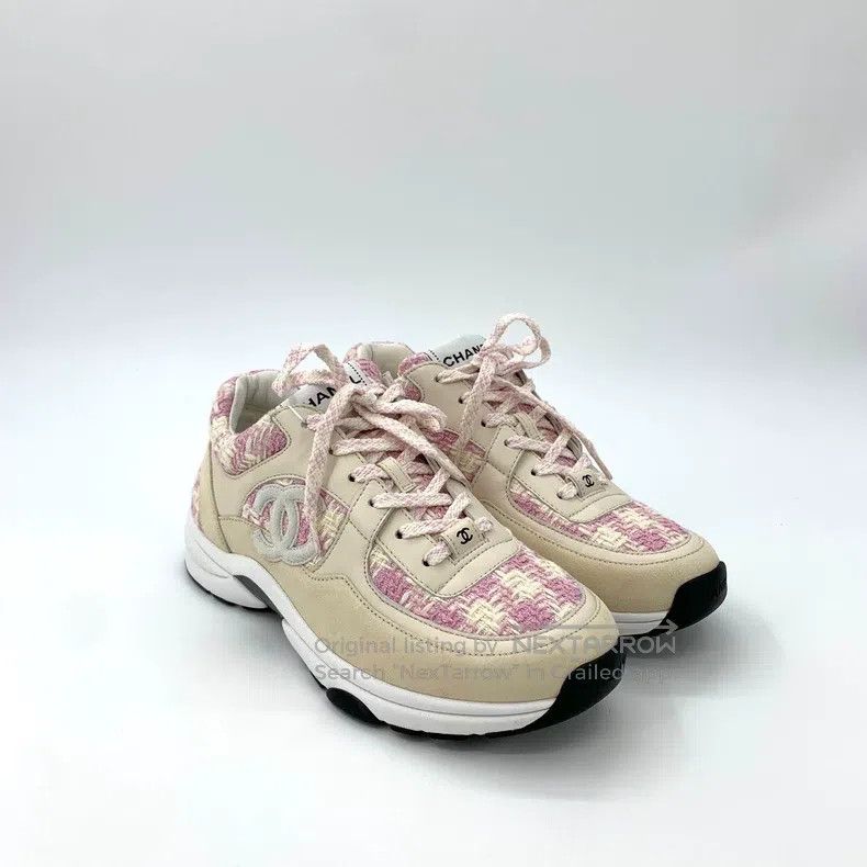 Chanel Chanel Colour-blocked logo tweed casual sneakers Size US 8 / IT 38 - 2 Thumbnail