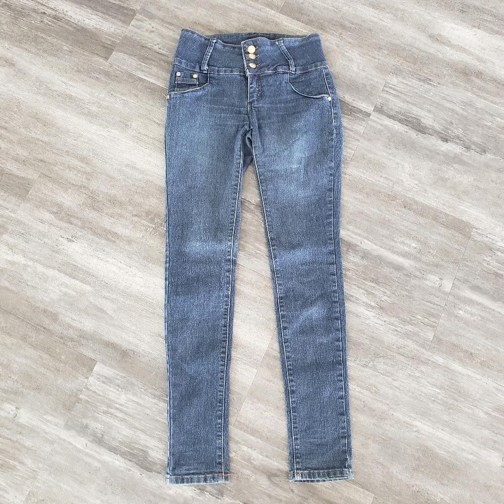 Designer Dark Denim F2L Wide Banded Skinny Jean Size 30" / US 8 / IT 44 - 1 Thumbnail