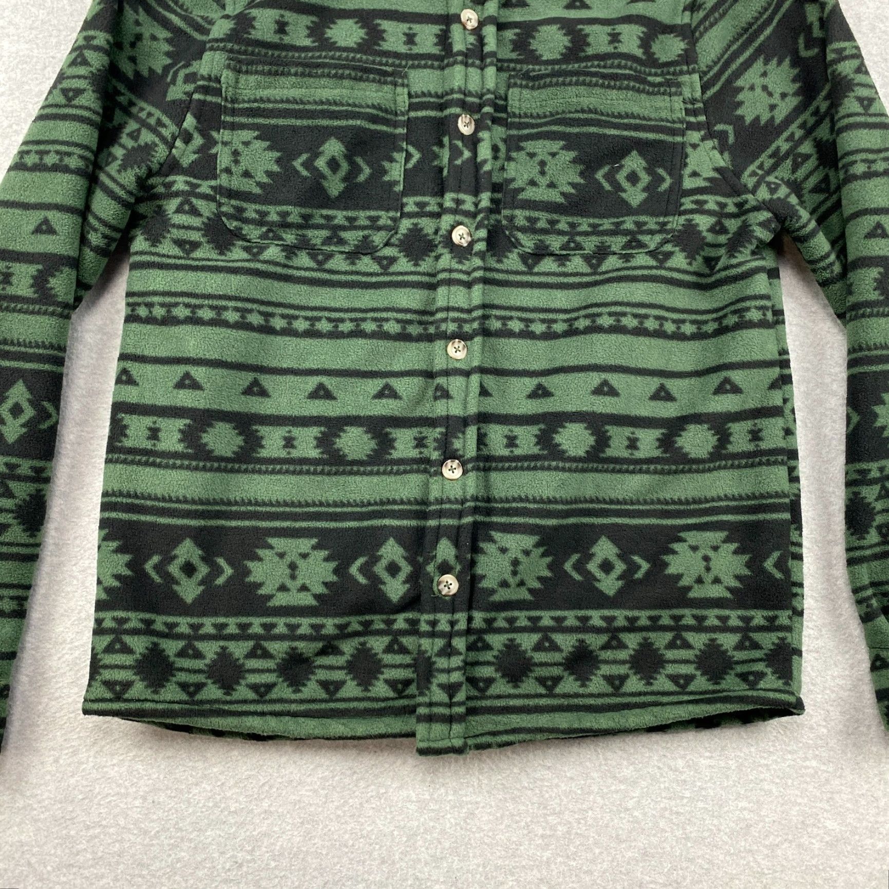 Vintage VSTR Aztec Shirt Jacket Mens Small Black Polyester Fleece Lined Button Pockets Long Sleeve All Seasons Casual Shirt Jacket Mens Size US S / EU 44-46 / 1 - 3 Thumbnail