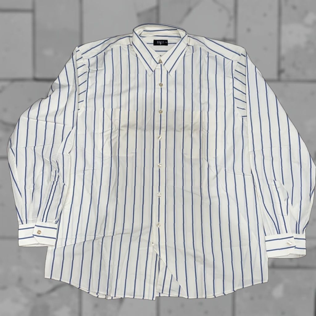 Hugo Boss HUGO BOSS Shirt Mens M White Striped Button-Up Long Sleeve Regular Size M Size US M / EU 48-50 / 2 - 1 Thumbnail