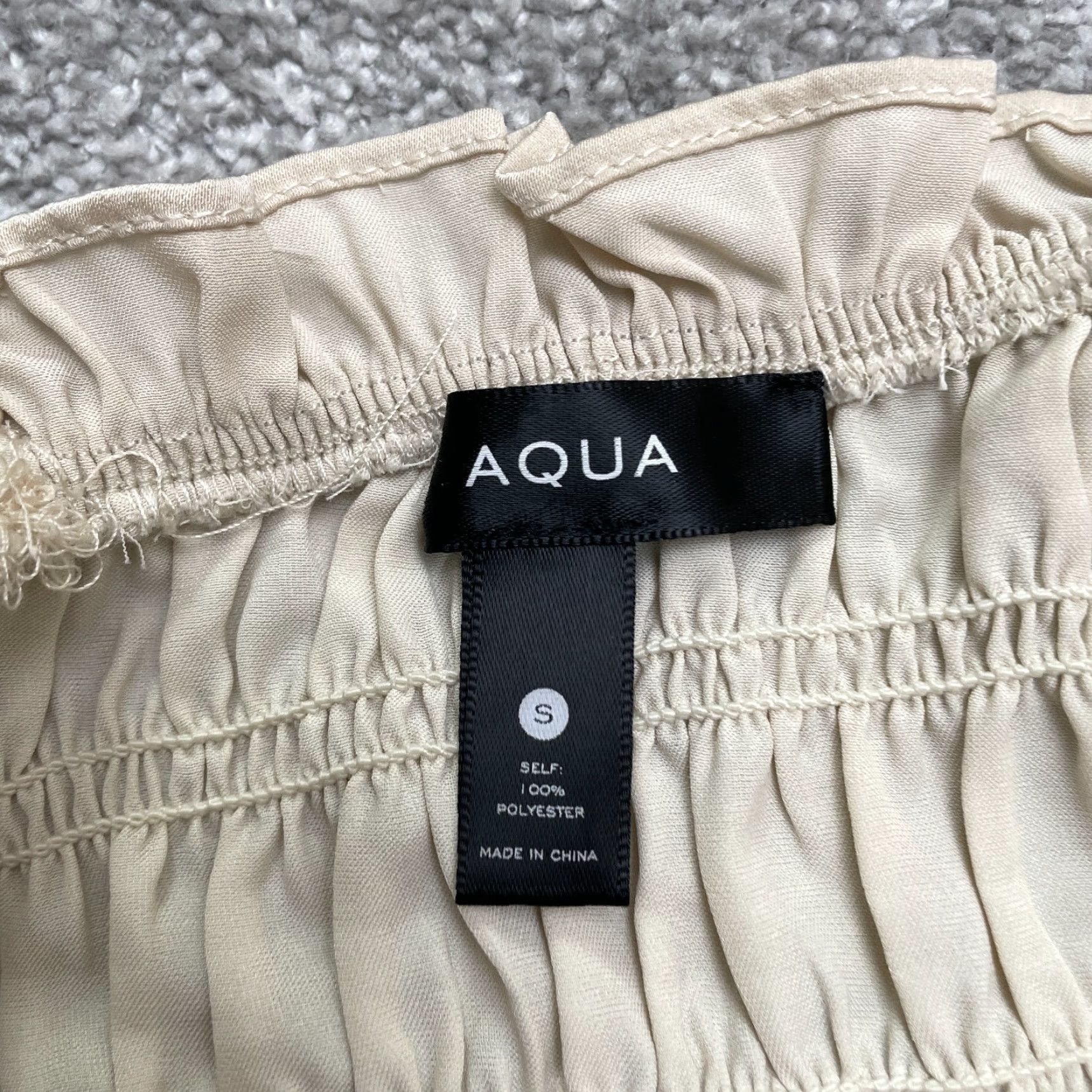 AQUA Aqua Smocked Cropped Tank Womens Small Beige Tan Sleeveless Casual Knit Polyester Beach Modern Size S / US 4 / IT 40 - 5 Thumbnail