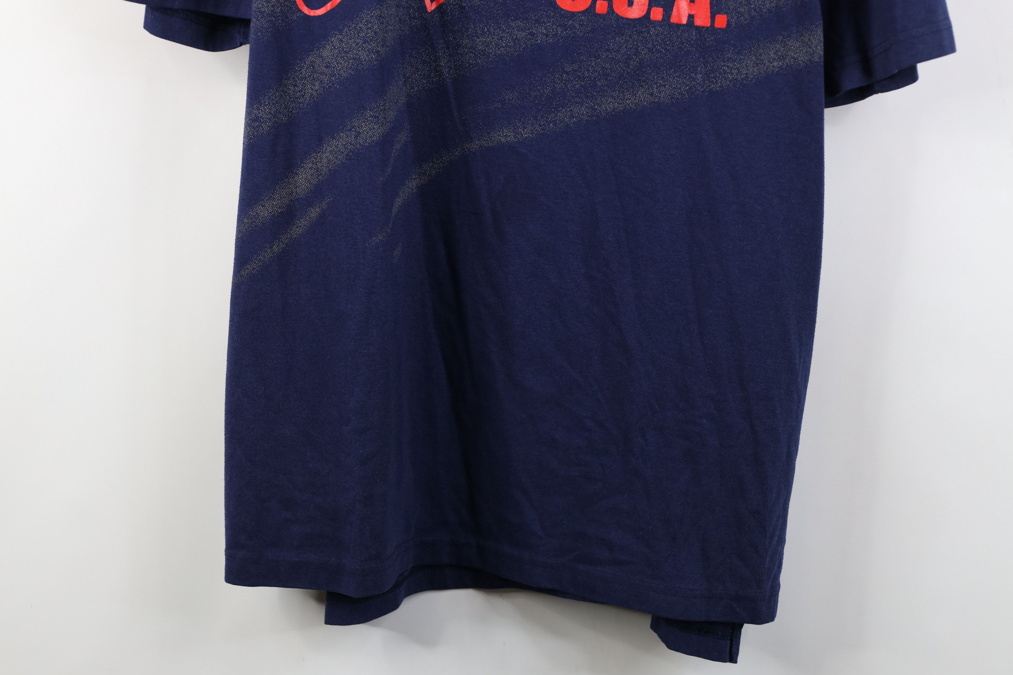 Lee Vintage 90s Lee Pipes USA Baggy Fit T-Shirt Navy Blue Size US XL / EU 56 / 4 - 3 Thumbnail