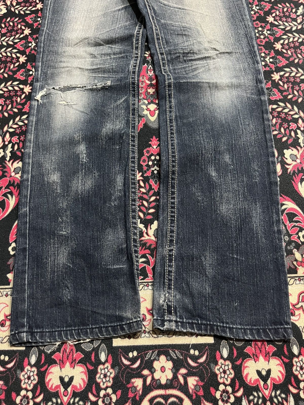 Japanese Brand Vintage J.Daniel Blue Faded Washed Distressed Straight Jeans Size US 31 - 10 Thumbnail