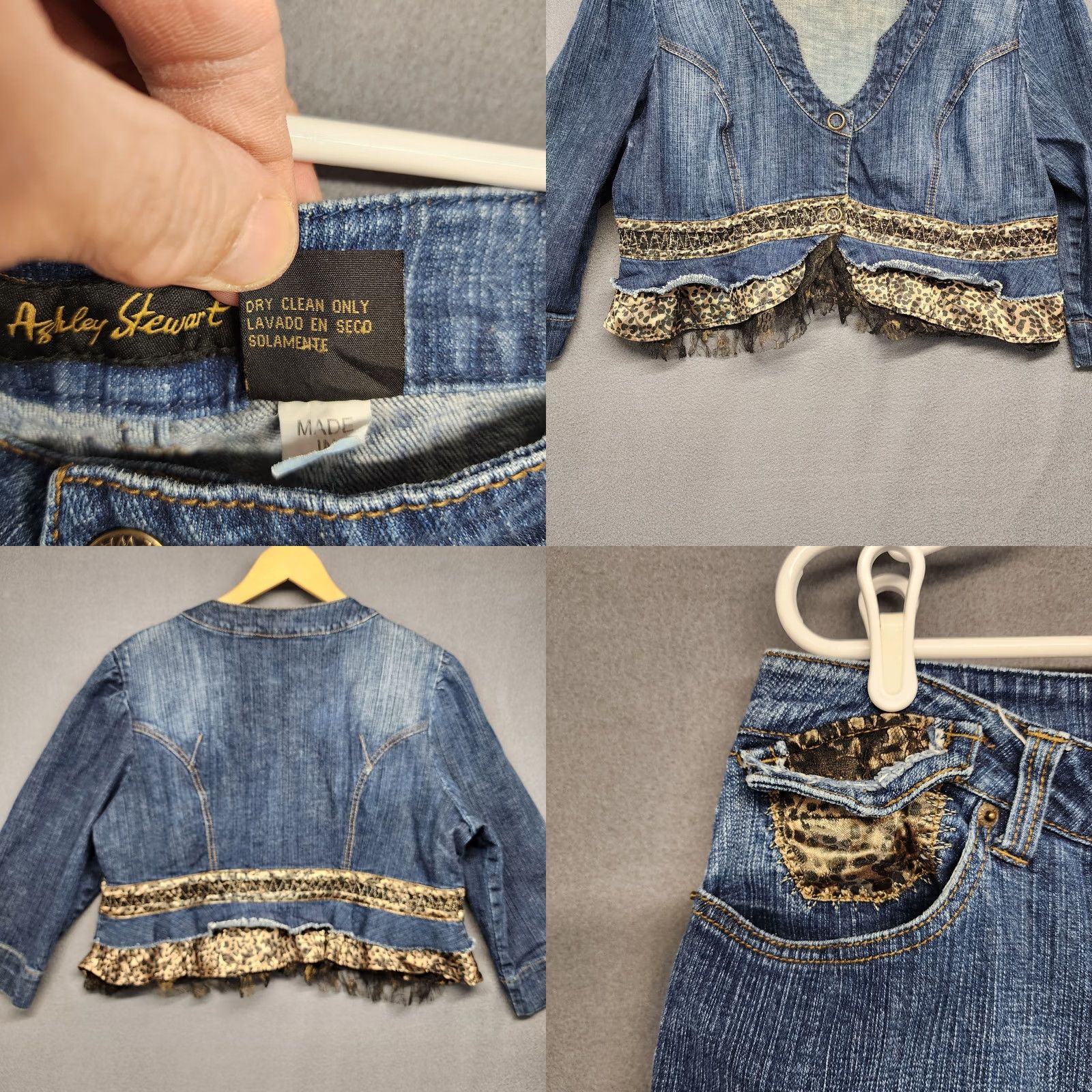 Vintage VINTAGE Ashley Stewart Set Womens 16W Cropped Jeans and Jacket Cheetah Animal Print Vtg Womens Boys? Size 38" / US 16 / IT 52 - 10 Thumbnail