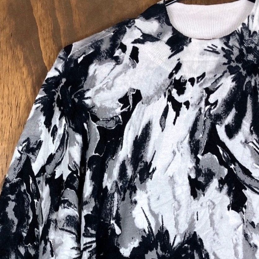 Vintage Chicos Womens Sweater Black White Floral Pullover High Neck Long Sleeve L Size L / US 10 / IT 46 - 4 Thumbnail