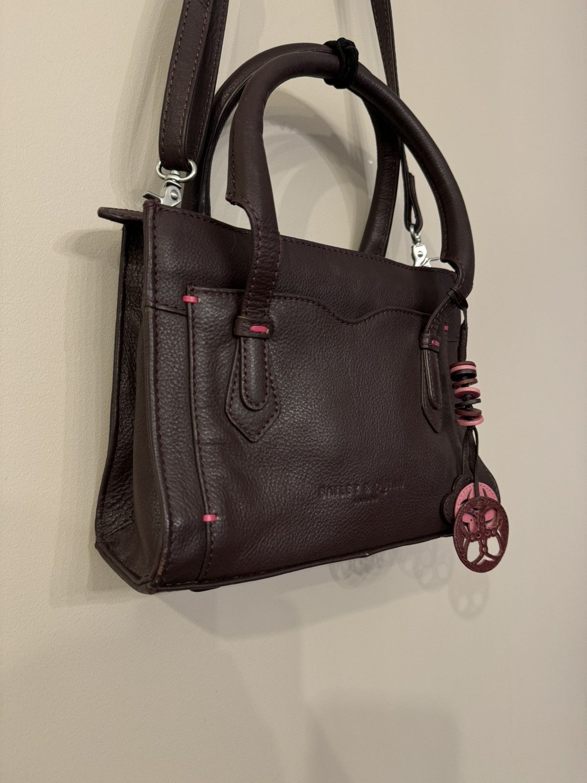 Vintage Bailey & Quinn London leather burgundy shoulder bag hand Size ONE SIZE - 5 Thumbnail