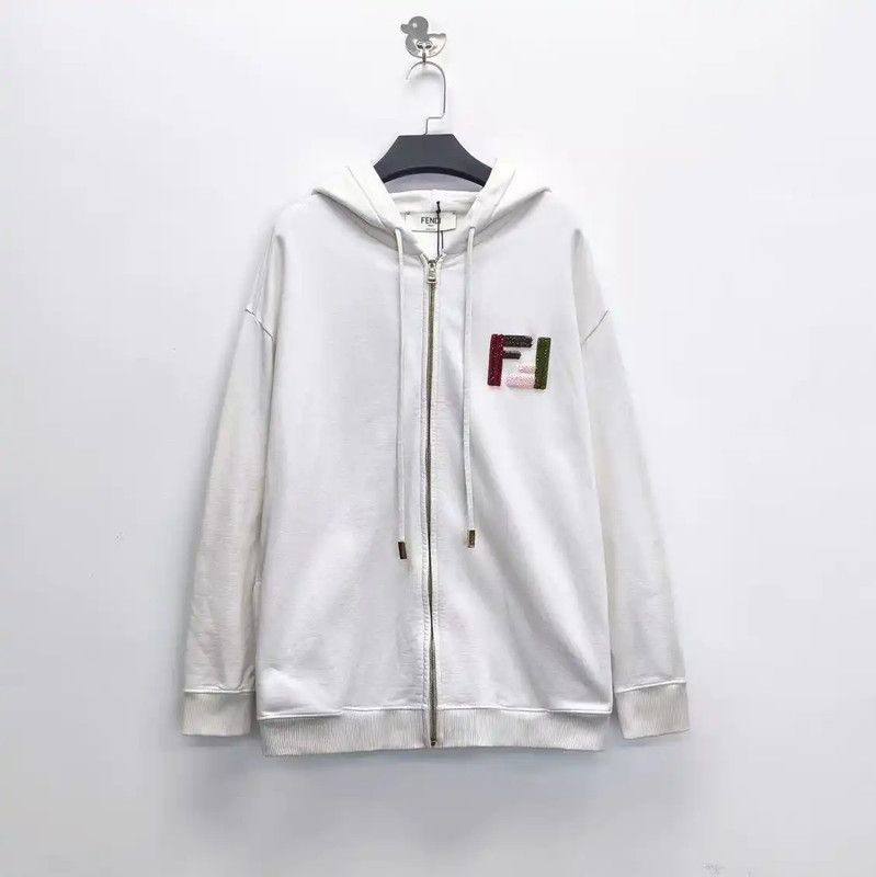 Fendi Fendi White Cotton Hoody for Women 0089 Size M / US 6-8 / IT 42-44 - 1 Thumbnail