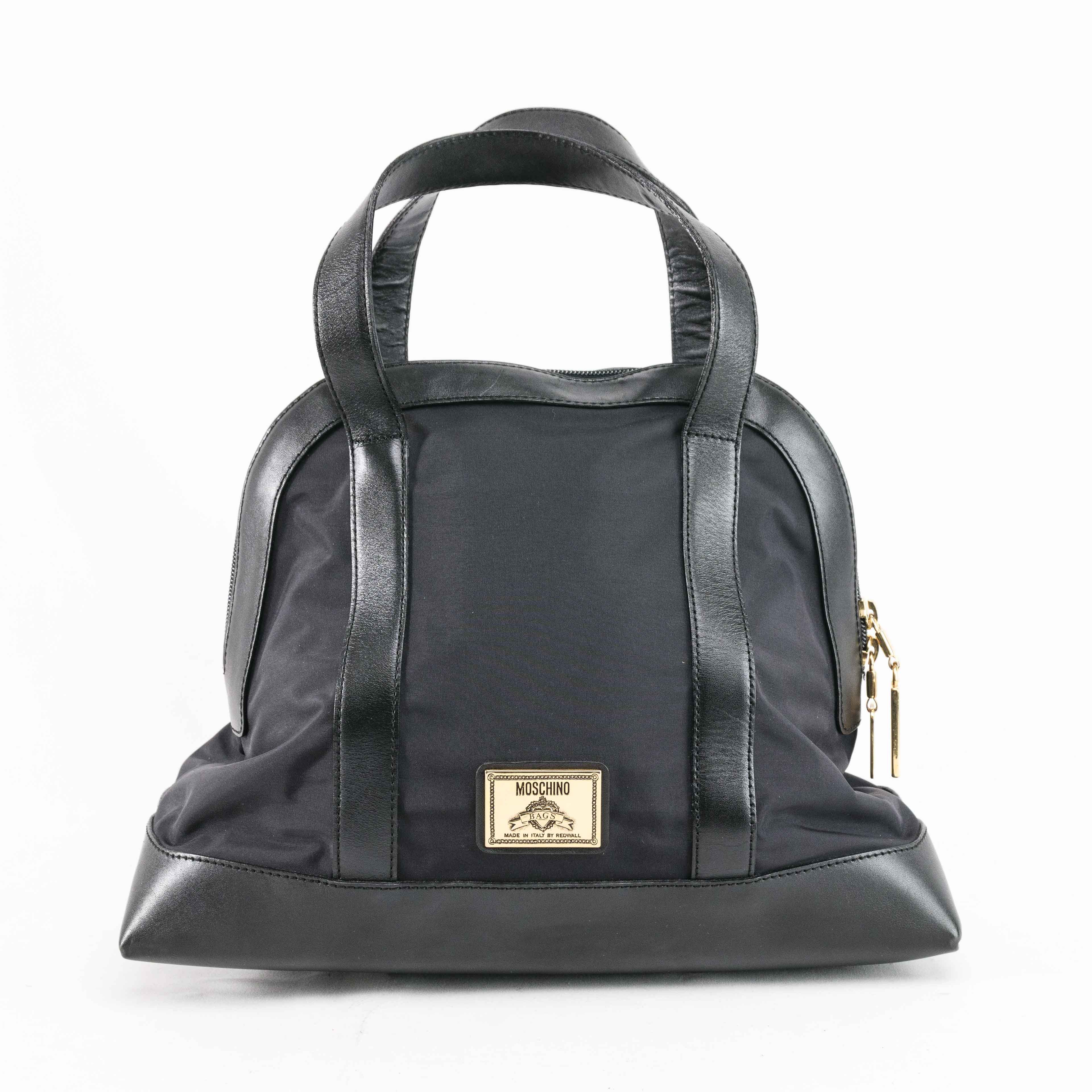 Moschino Moschino Black Nylon & Leather Satchel Bag Size ONE SIZE - 3 Thumbnail