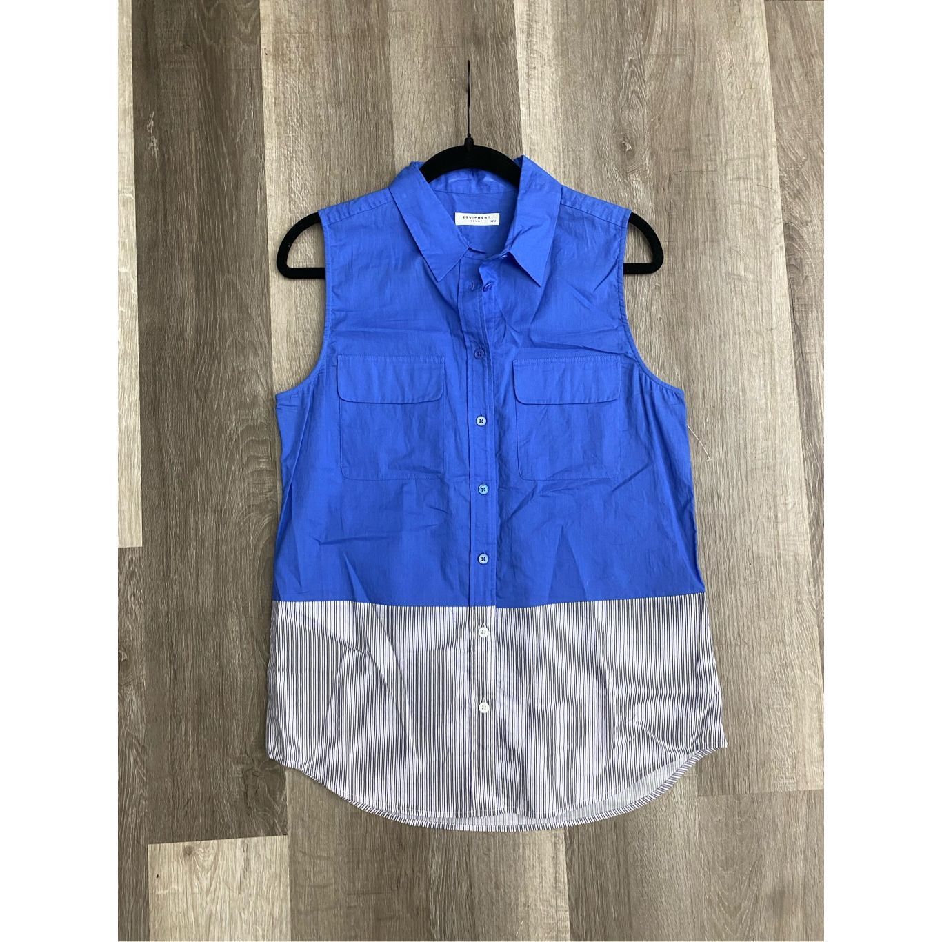Equipment Slim Signature Sleeveless Top In Amparo Blue Size