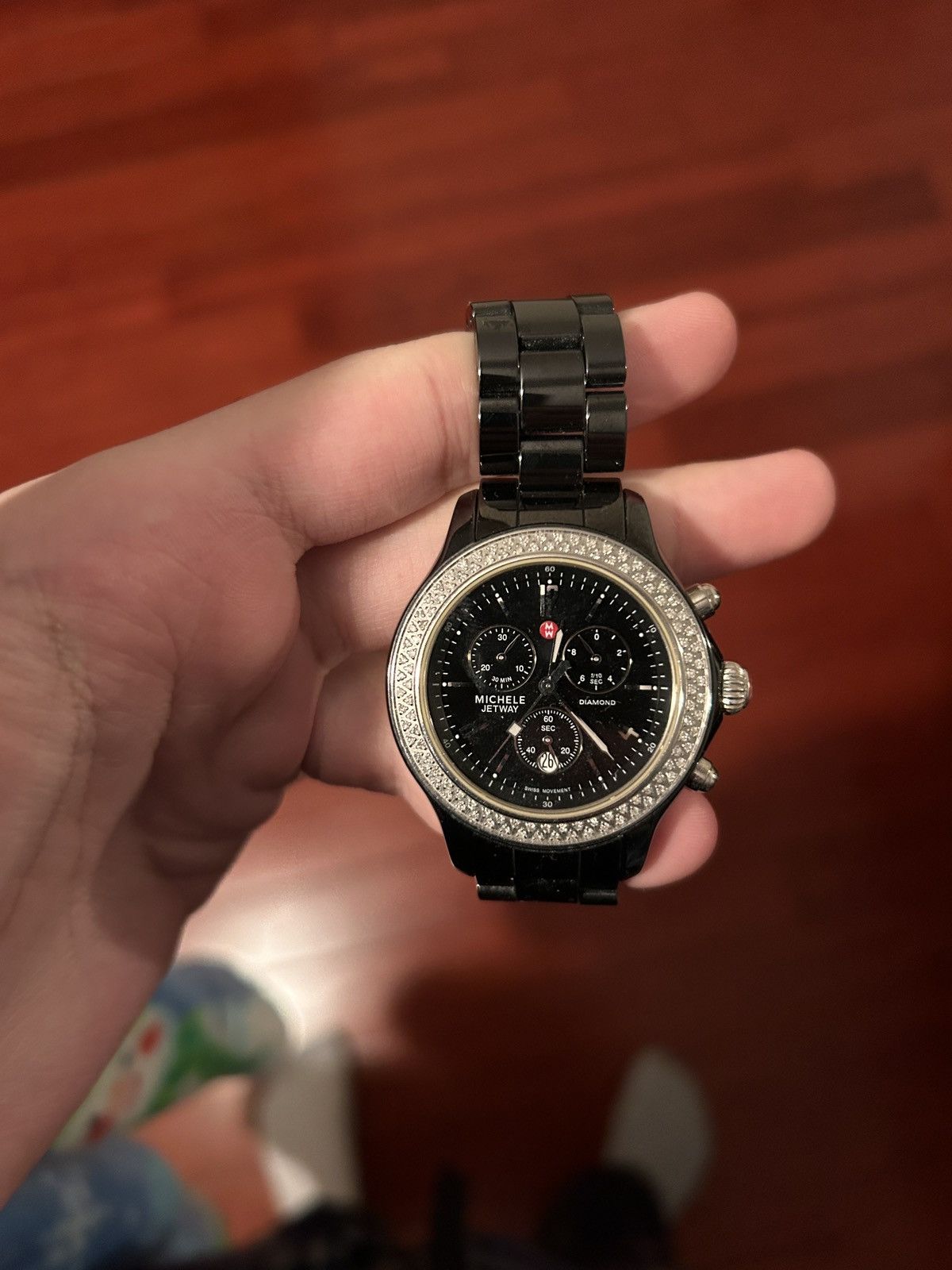 MICHELLE JETWAY BLACK DIAMOND CERAMIC WATCH