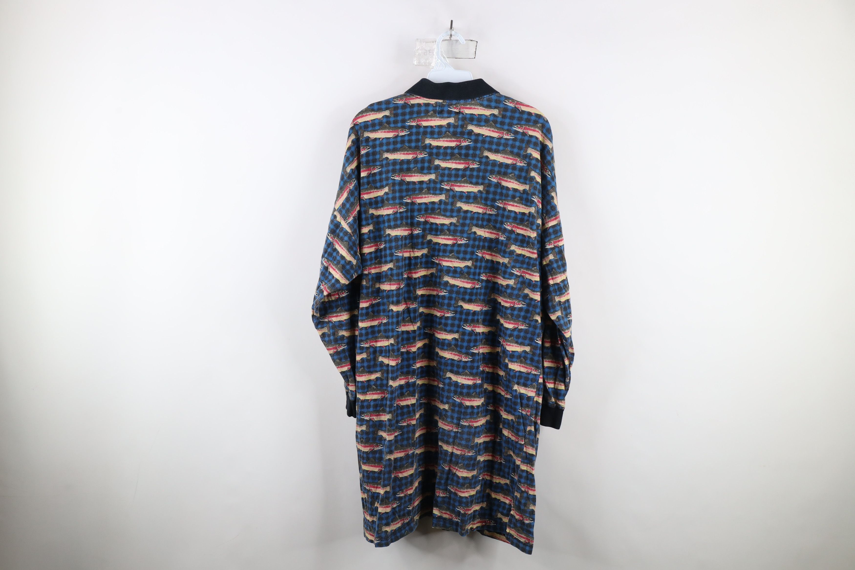 Vintage Vintage 90s Streetwear All Over Print Collared Sleep Shirt Size US M / EU 48-50 / 2 - 10 Thumbnail