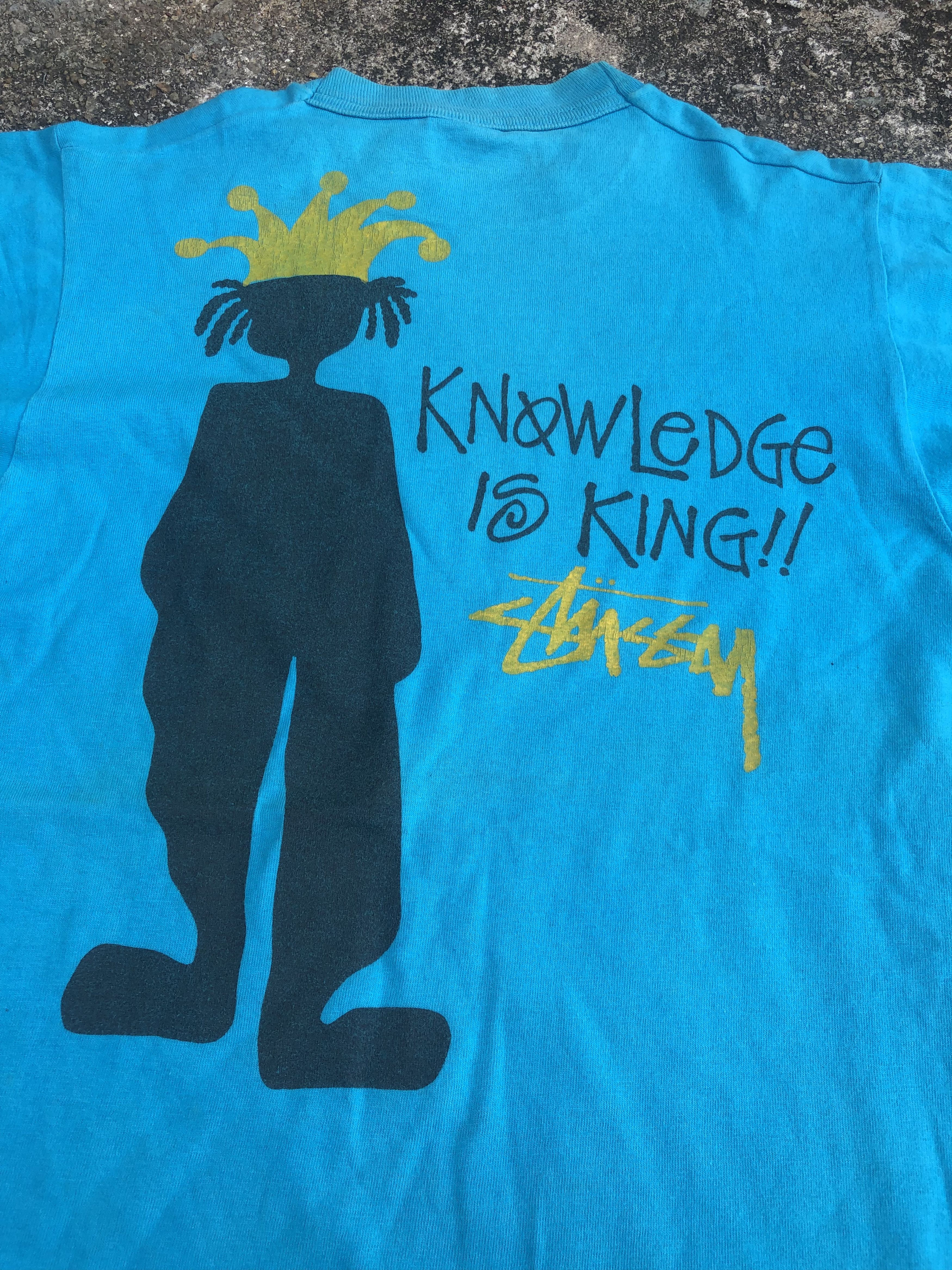 Vintage 🔥Vintage 90s STUSSY 'Knowledge is King' Streetwear T-Shirt Size US S / EU 44-46 / 1 - 6 Thumbnail