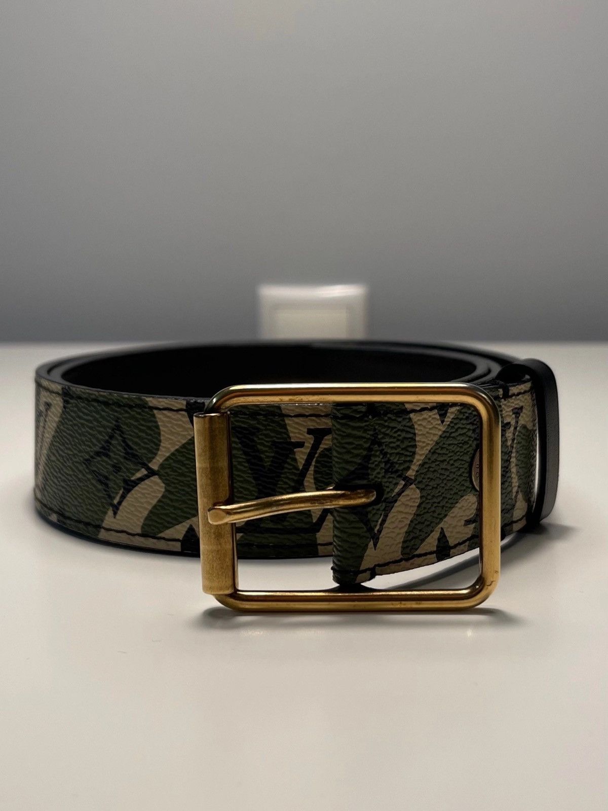 Louis vuitton camo belt sale